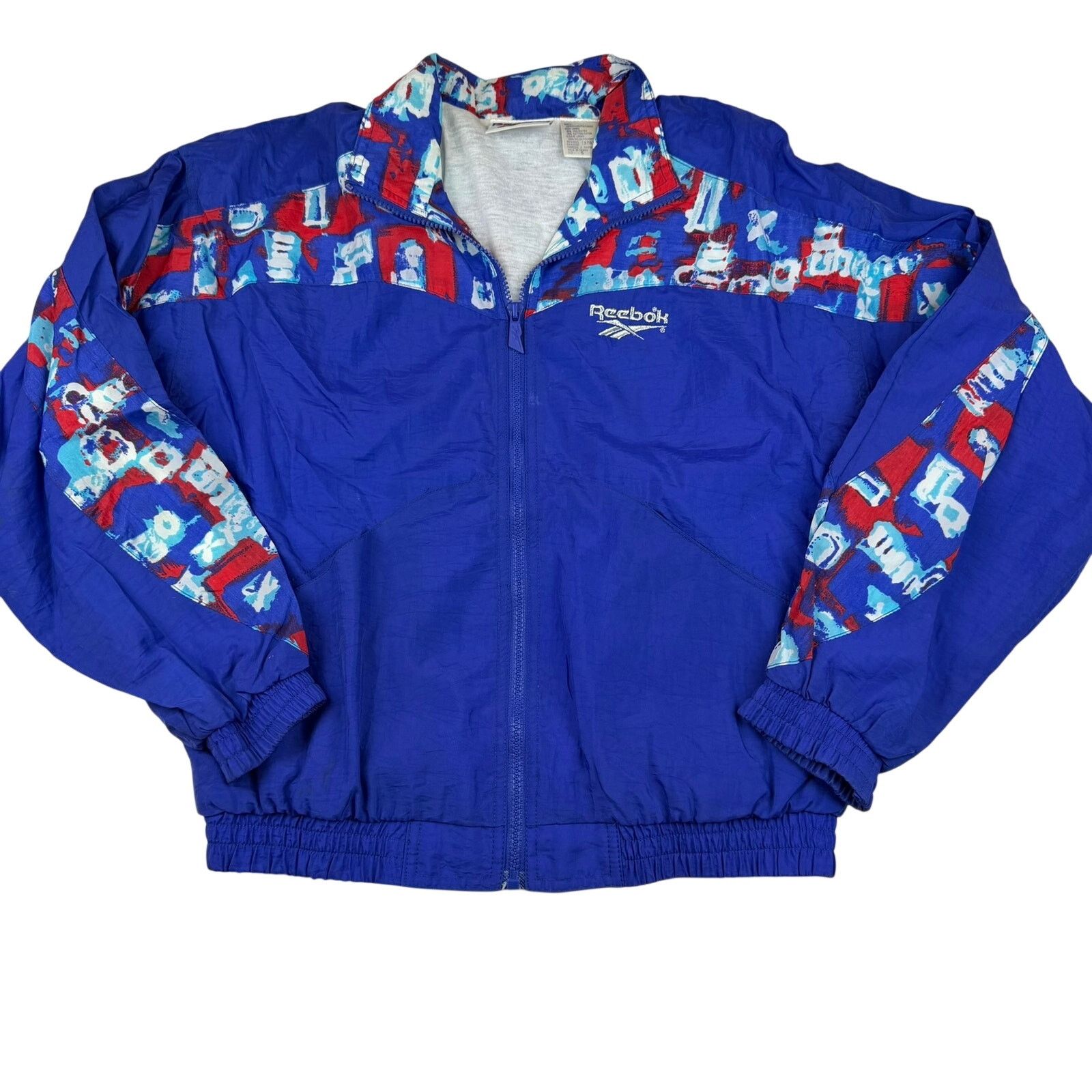 Reebok Vintage Reebok Windbreaker Jacket Size Small Blue Red Print Size S / US 4 / IT 40 - 1 Thumbnail
