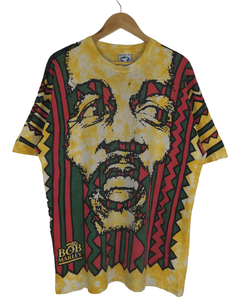 Band Tees Vintage 1994 Bob Marley T-Shirt Rasta Liquid Blue Distressed Size US XL / EU 56 / 4 - 1 Thumbnail