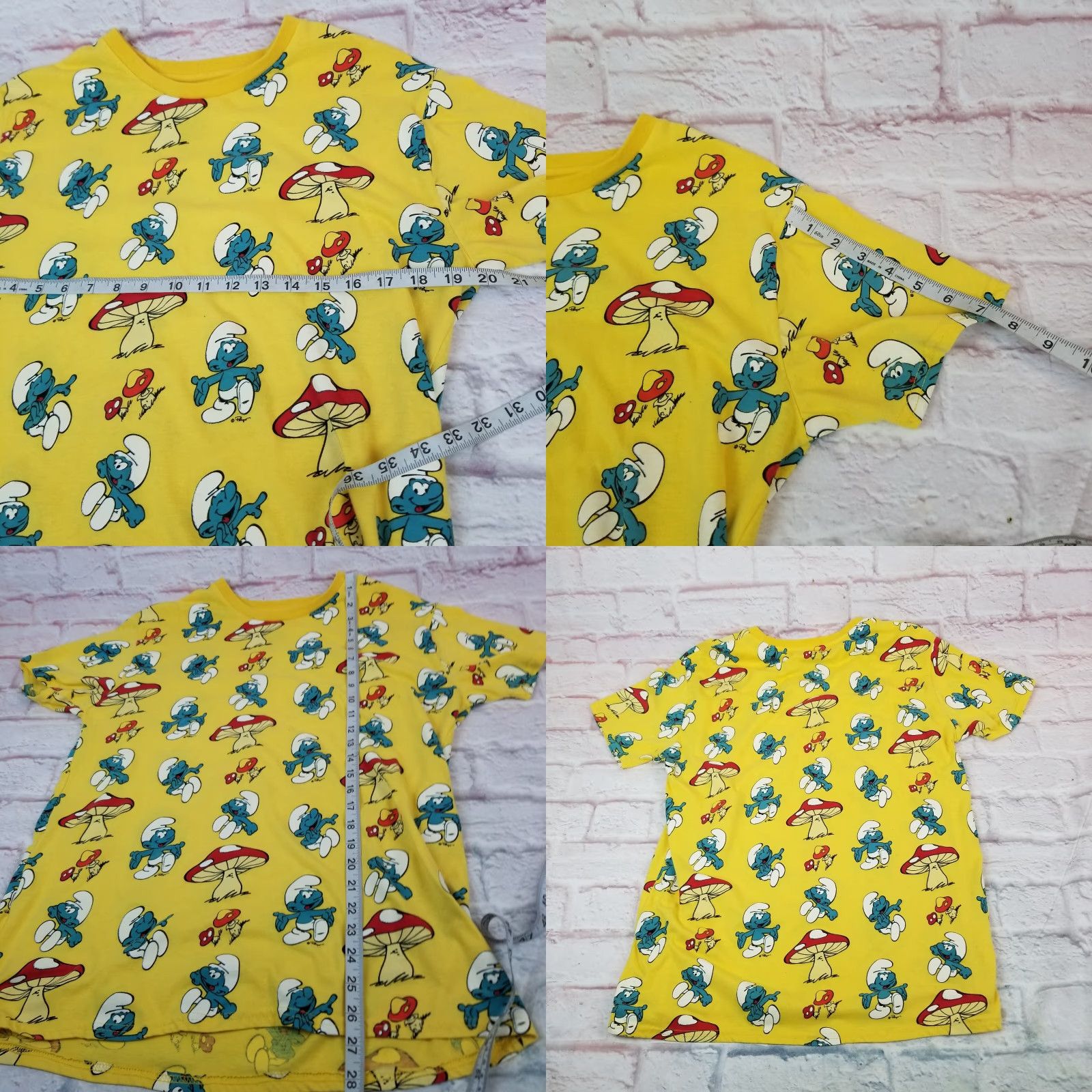 Vintage Smurfs T-Shirt Mens Large Yellow Retro All over print Short Sleeve Size US L / EU 52-54 / 3 - 8 Thumbnail