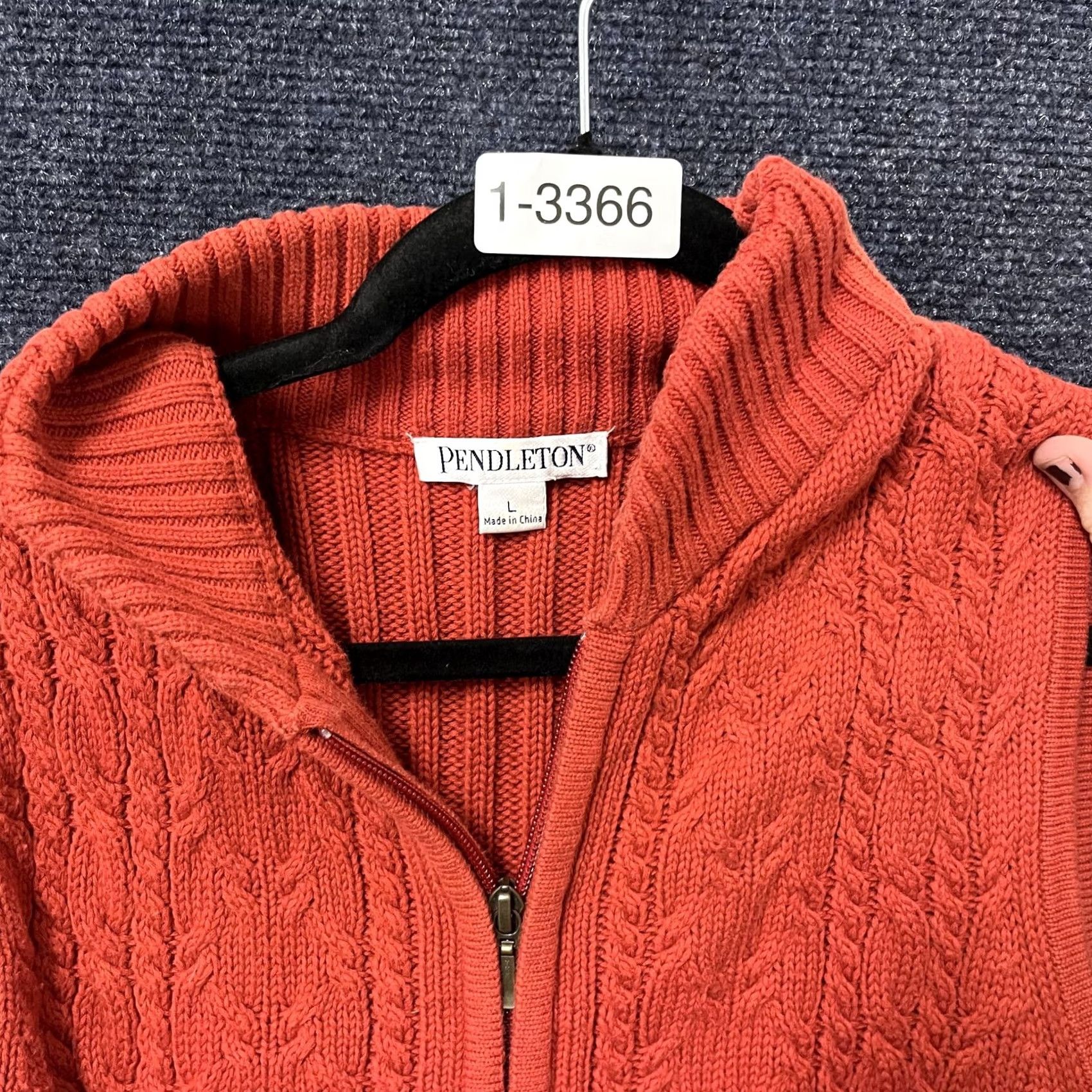 Pendleton VINTAGE Pendleton Sweater Vest Womens Large Orange Cable Knit Full Zip Mock Neck Cotton Size L / US 10 / IT 46 - 7 Thumbnail