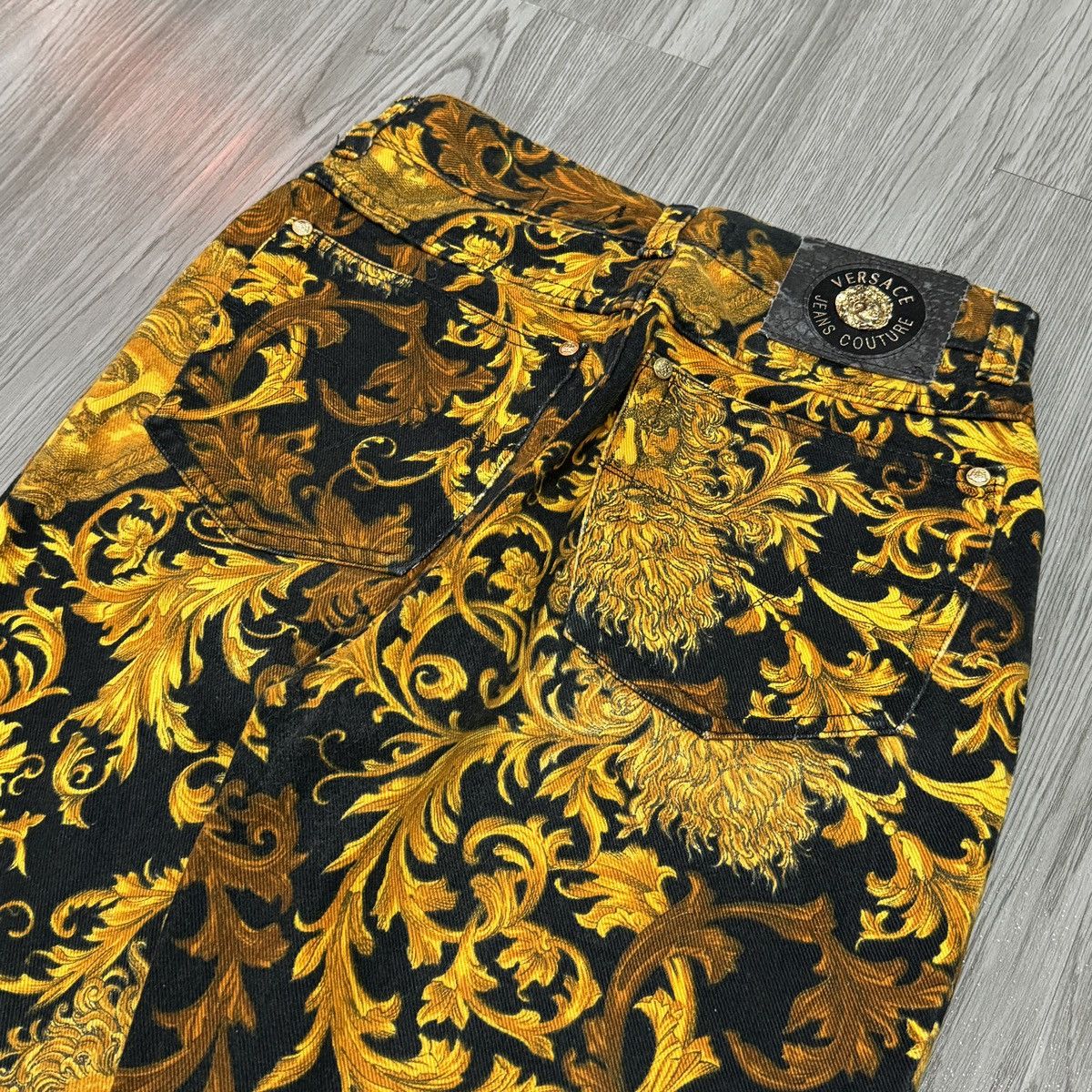 Versace × Versace Jeans Couture Versace 90s Gold Baroque High Waist Jeans Size US 30 / EU 46 - 4 Thumbnail