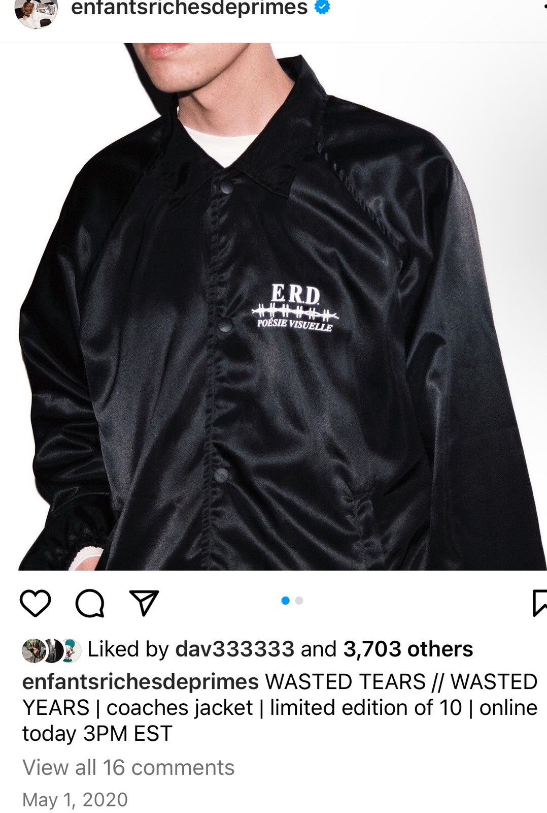 Enfants Riches Deprimes ERD 2020 Campaign LIMITED EDITION 1/10 Wasted Tears Jacket Size US L / EU 52-54 / 3 - 3 Thumbnail
