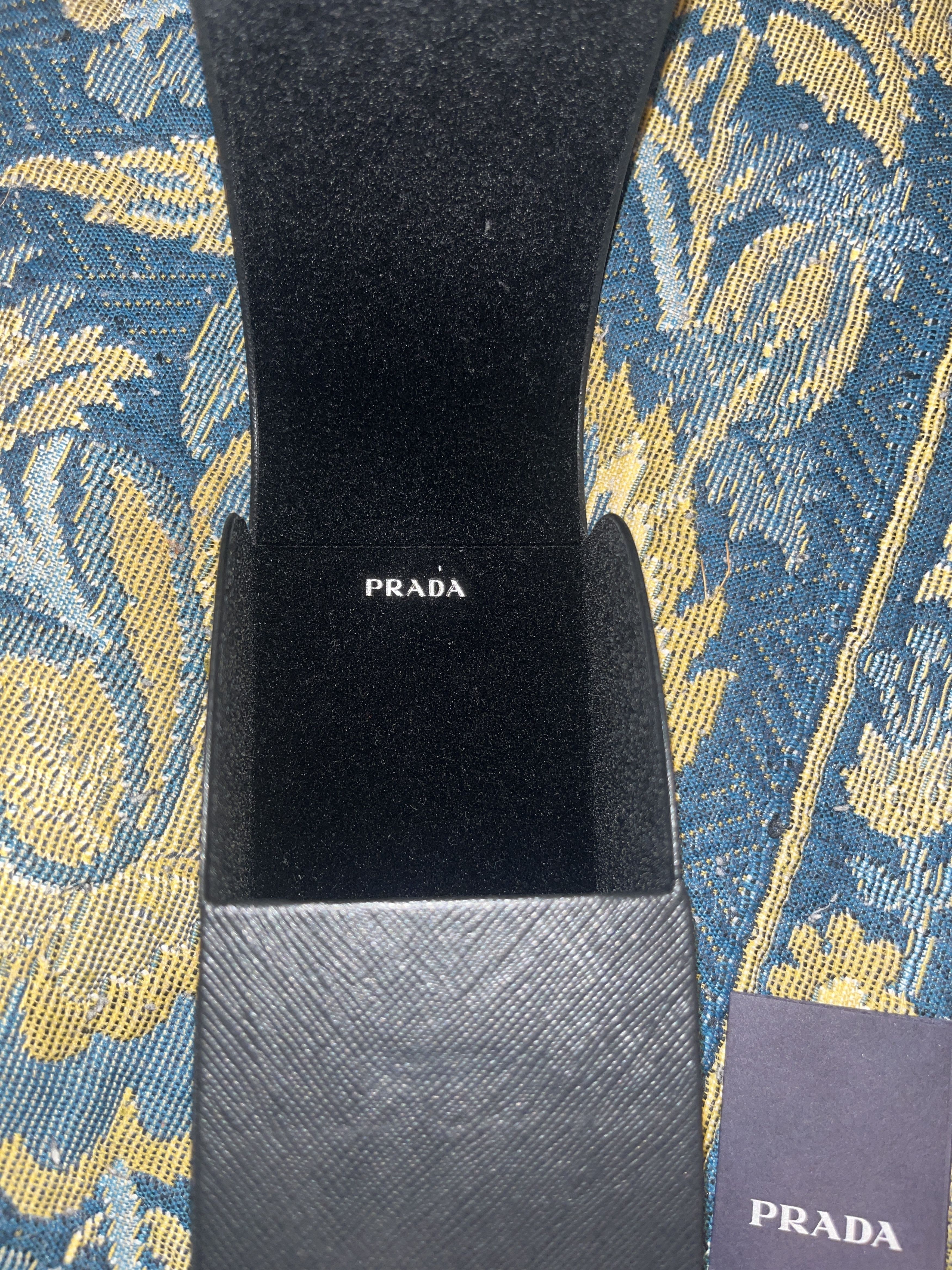 Prada Prada SPR08Y Marble Sunglasses Blue Lens Black White Acetate Size ONE SIZE - 8 Thumbnail