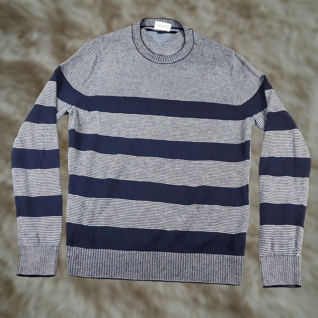 Tommy Hilfiger Tommy Hilfiger Sweater Mens Large Blue Striped Crew Neck Pullover Cotton Regular Fit Size US L / EU 52-54 / 3 - 1 Thumbnail