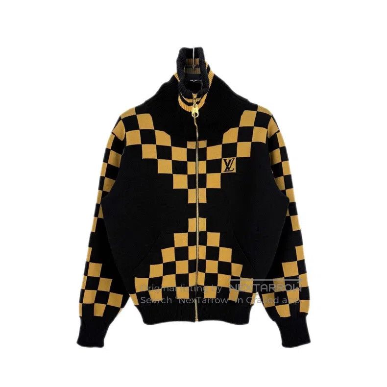 Louis Vuitton Louis Vuitton Black and Brown Checkerboard Wool Zip Cardig Size US S / EU 44-46 / 1 - 1 Thumbnail