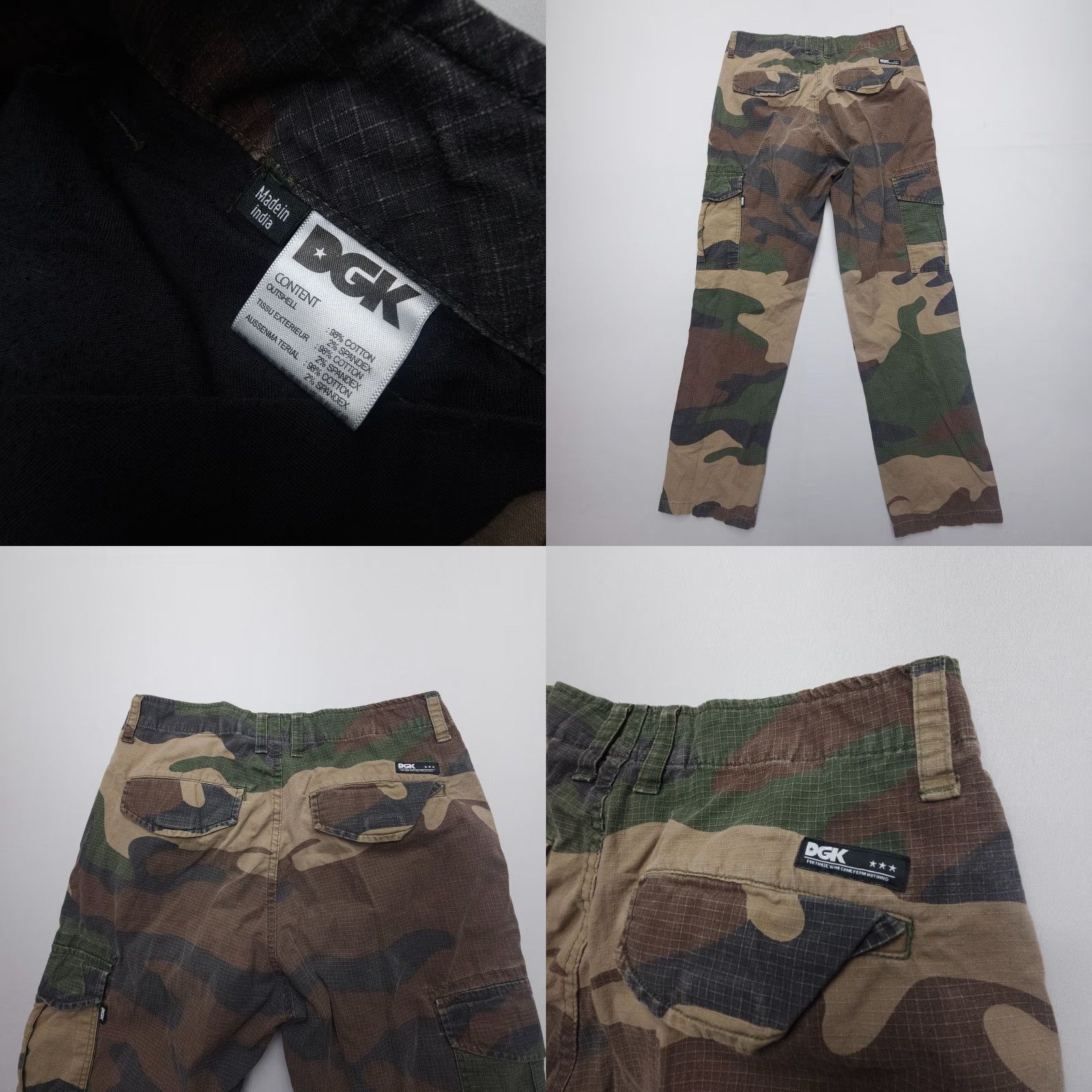 DGK DGK Cargo Pants Mens 30 x 29 Camo Army Straight Leg Regular Fit Cotton Denim Knit 2000s Style Clothing Size US 30 / EU 46 - 8 Thumbnail