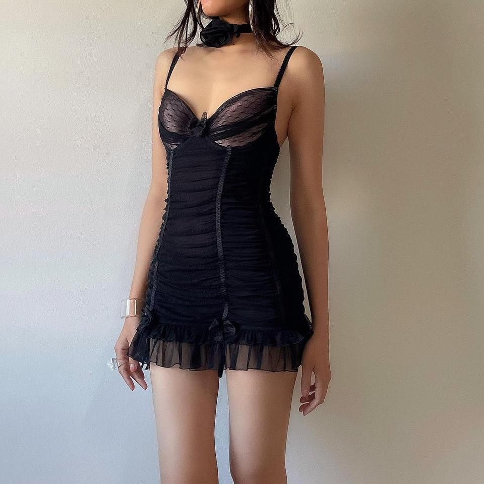 Victoria's Secret VS Black Mesh Mini Dress (36C/34D) Size ONE SIZE - 2 Thumbnail