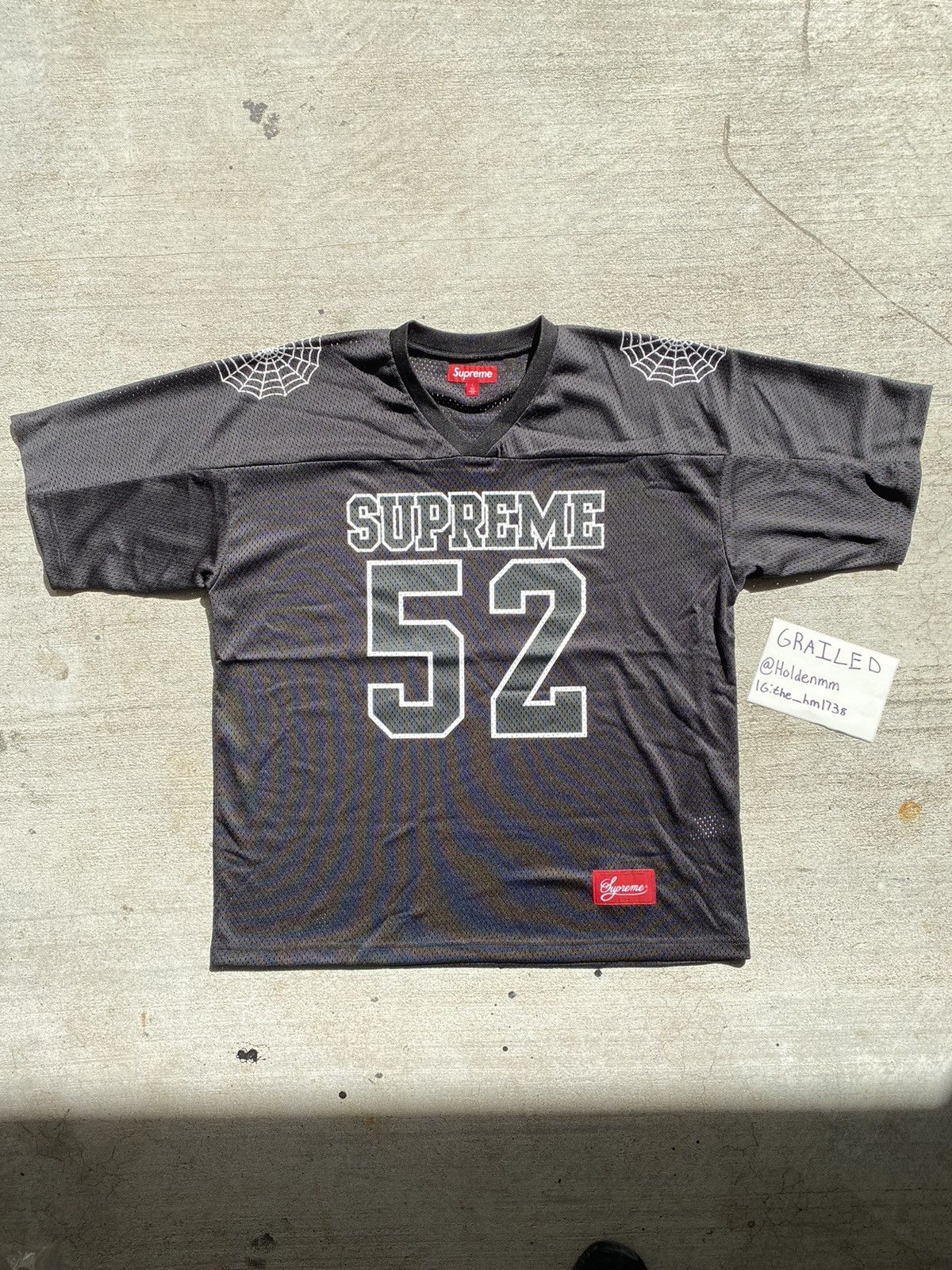 Supreme Spiderweb Football Jersey Black Orange White Blue