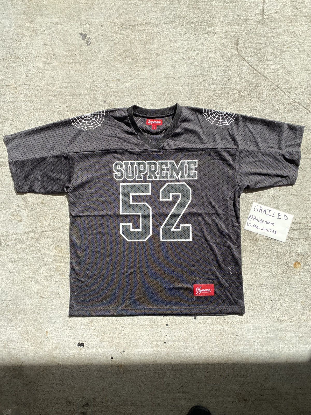 Supreme Large / L Supreme Spiderweb Football Jersey Black White