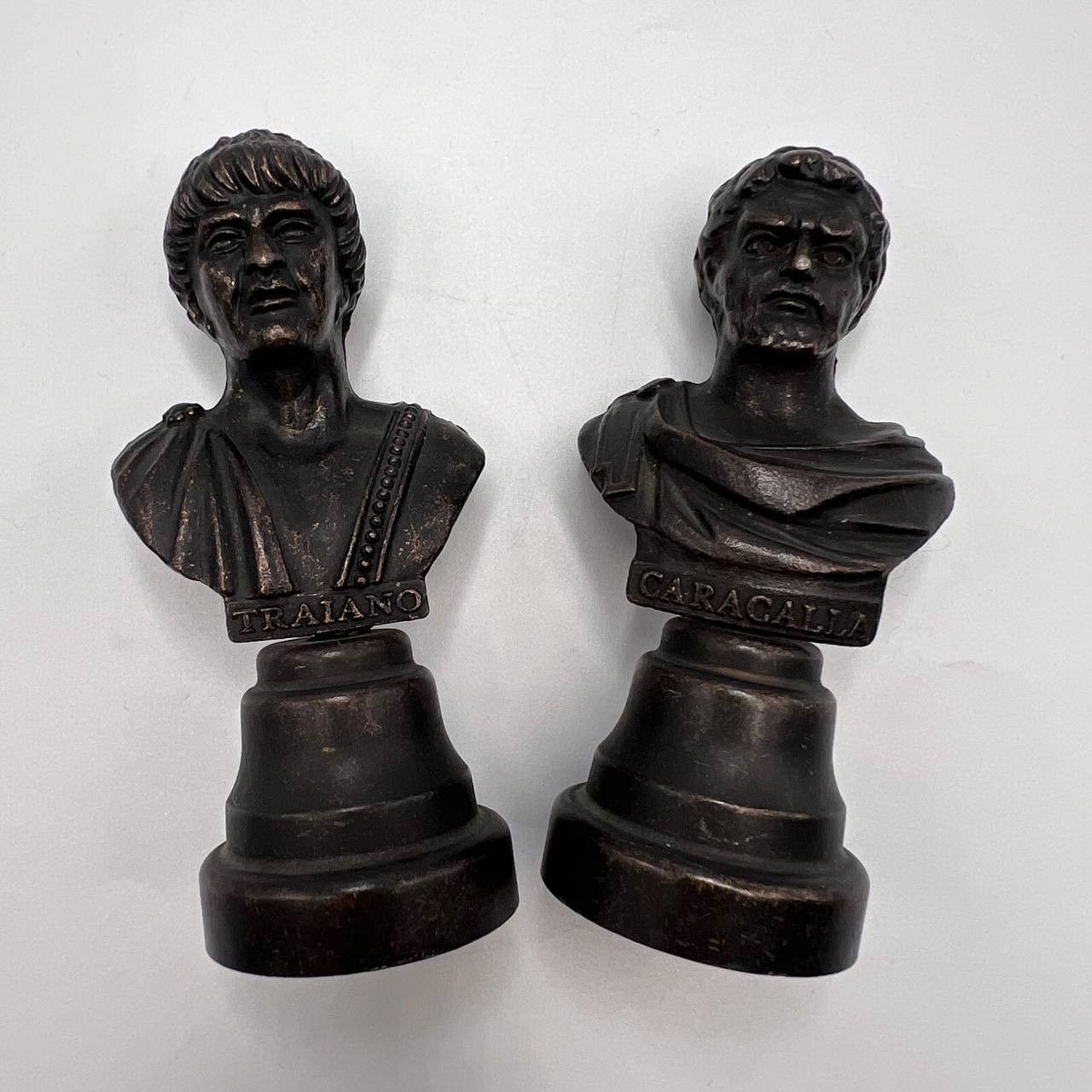 Vintage Two Vintage metalStatue Bust Roman Emperors Caracalla Traian Size ONE SIZE - 3 Thumbnail
