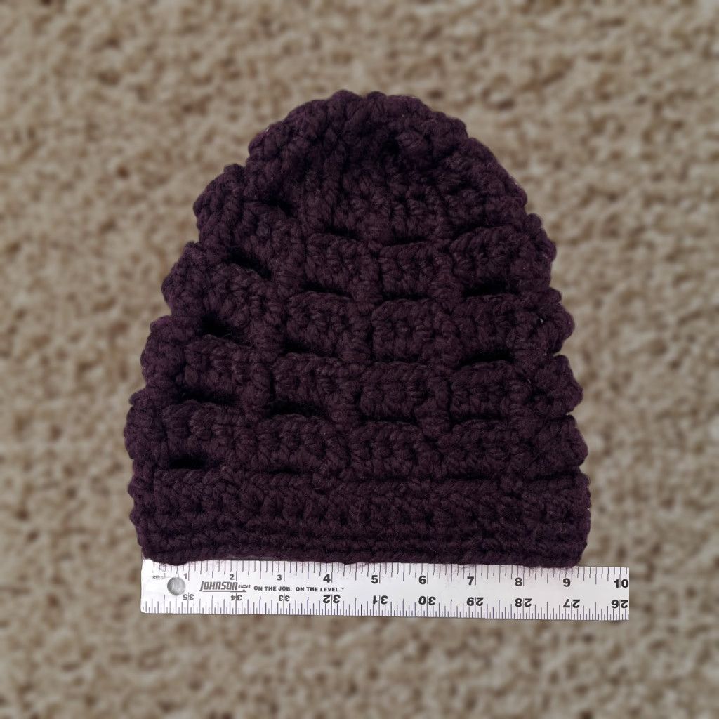 Vintage VINTAGE Handmade Beanie Toque Womens One Size Purple Crochet Knit Breathable Acrylic Ski Size ONE SIZE - 1 Thumbnail