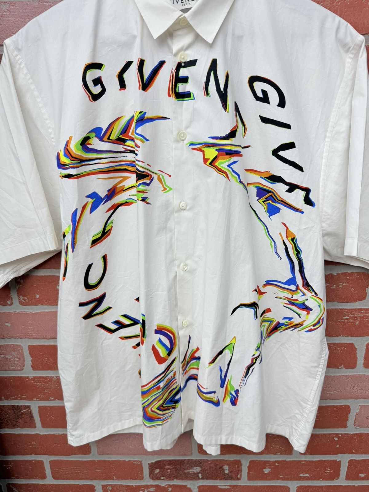 Givenchy Givenchy Men's 41 Glitch Oversized Short Sleeve Shirt SZ 39 Size US M / EU 48-50 / 2 - 4 Thumbnail