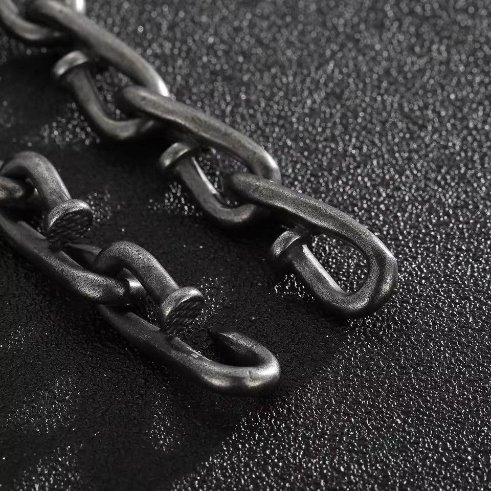 Vintage Oxidized Black Nail Link Chain Bracelet Size ONE SIZE - 6 Thumbnail