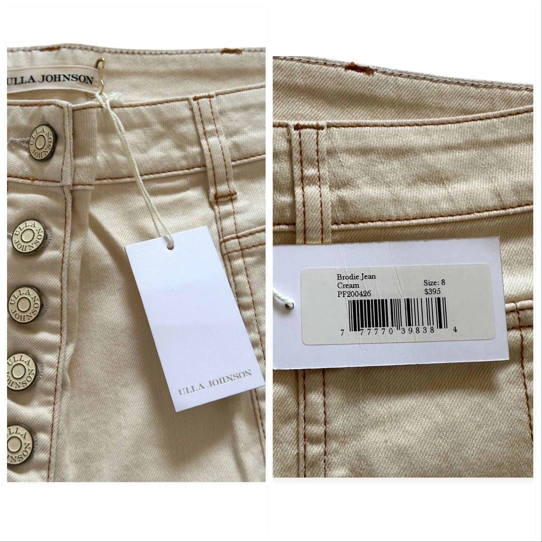 Ulla Johnson Ulla Johnson Brodie Jeans, Cream, Size 8, New with tag, MSRP Size 30" / US 8 / IT 44 - 3 Thumbnail