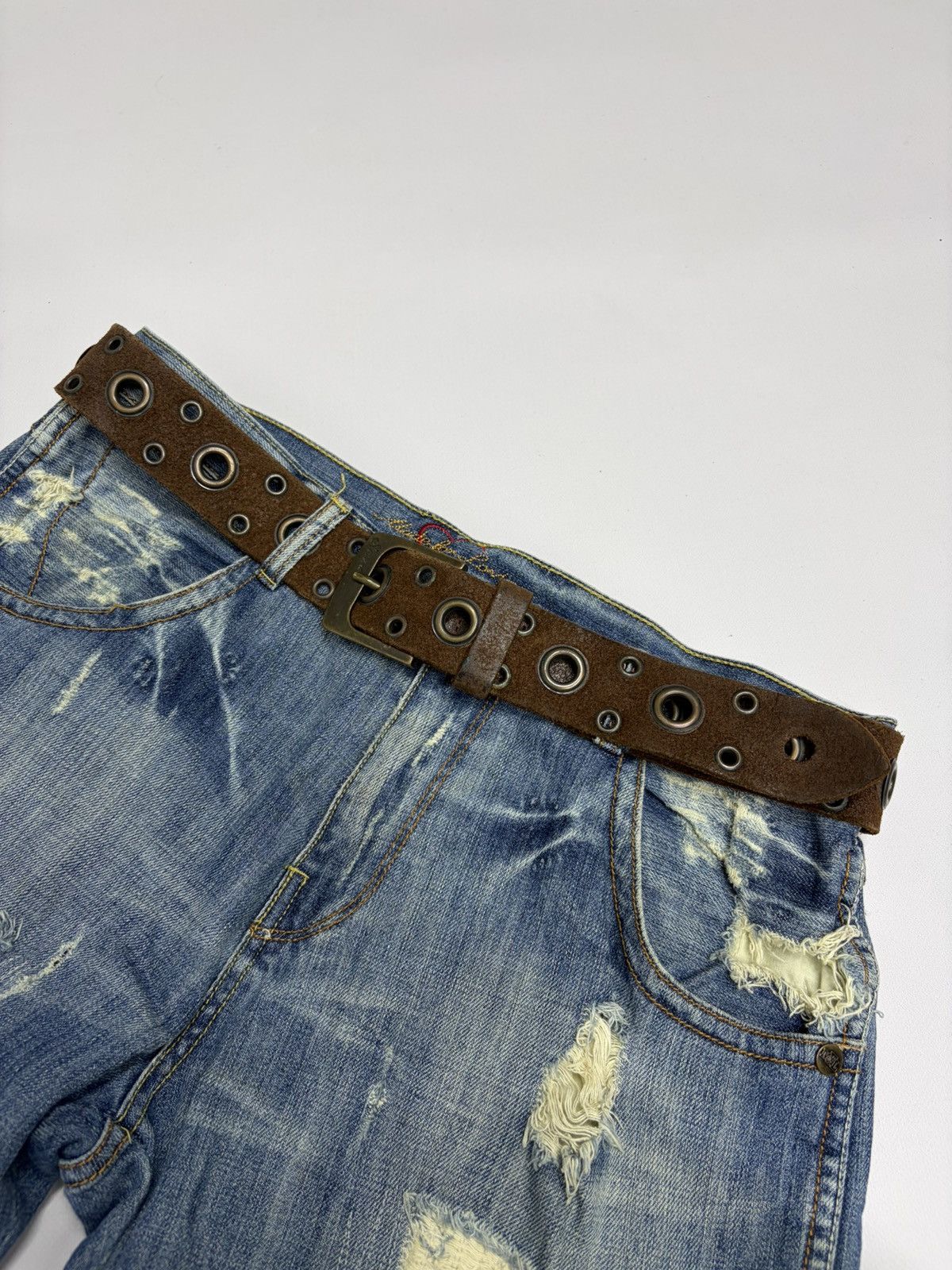 Hysteric Glamour Vintage Y2K Rhinestones Like Number Nine Punk Leather Belt Size 34 - 6 Thumbnail