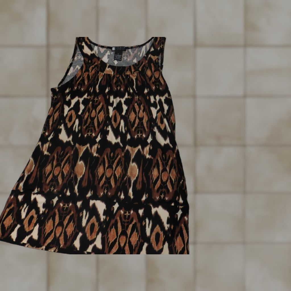 Vintage Serenade Carole Little Womens Tank Small Brown Pullover Geometric Ruffle Collared Sleeveless Polyester Casual Vintage: No Size S / US 4 / IT 40 - 1 Thumbnail