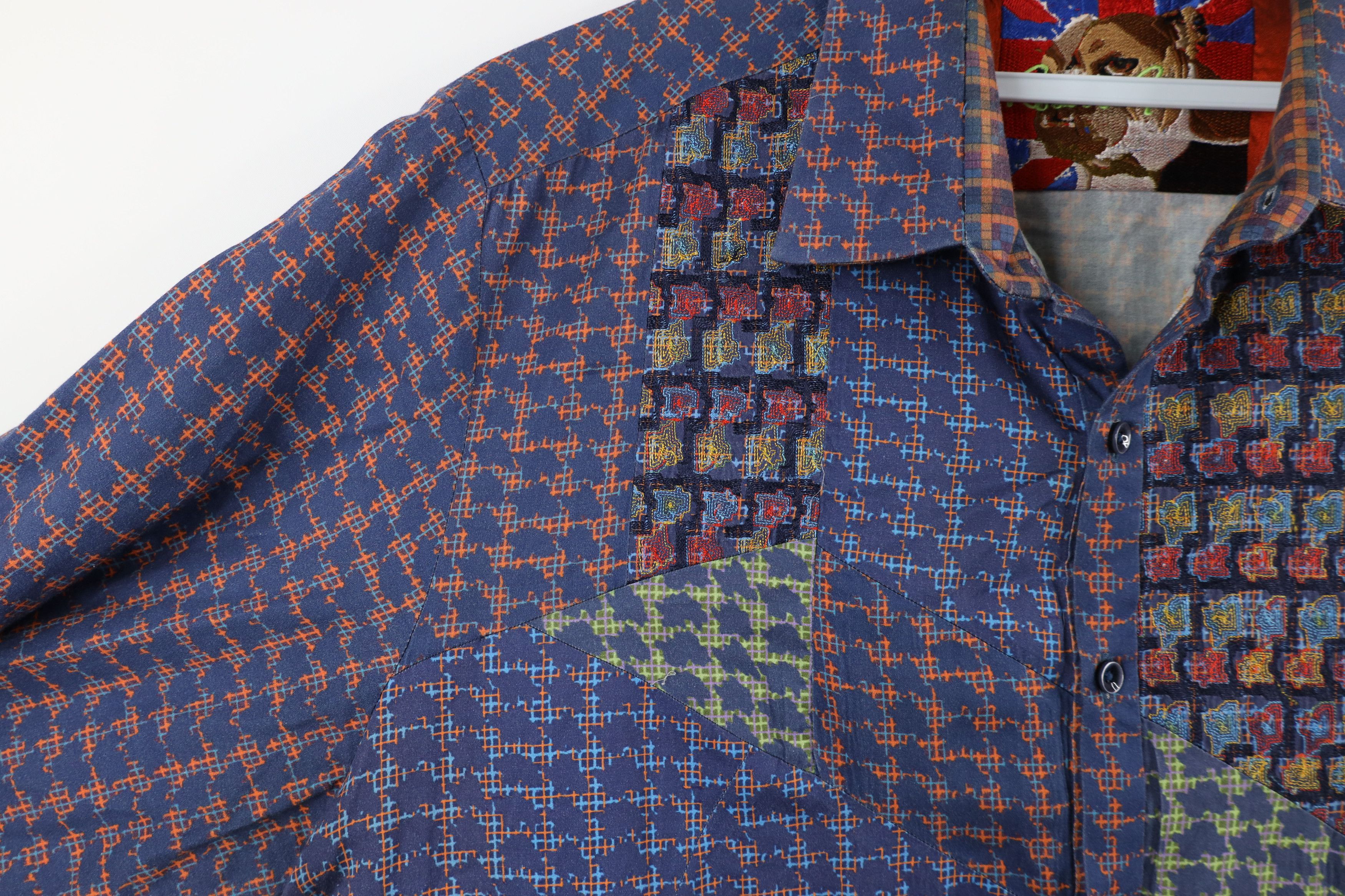 Robert Graham × Vintage Robert Graham Rainbow Patchwork Houndstooth Button Shirt Size US XXL / EU 58 / 5 - 4 Thumbnail