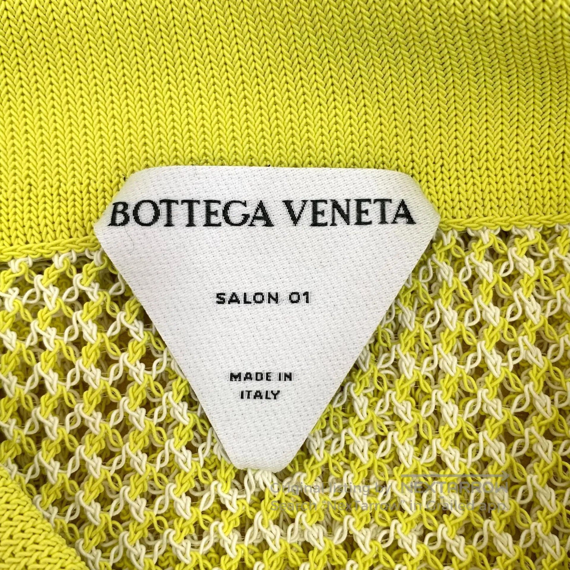 Bottega Veneta Bottega Veneta Yellow Net Knit Cotton Collar Short Sleeve Size S / US 4 / IT 40 - 5 Thumbnail