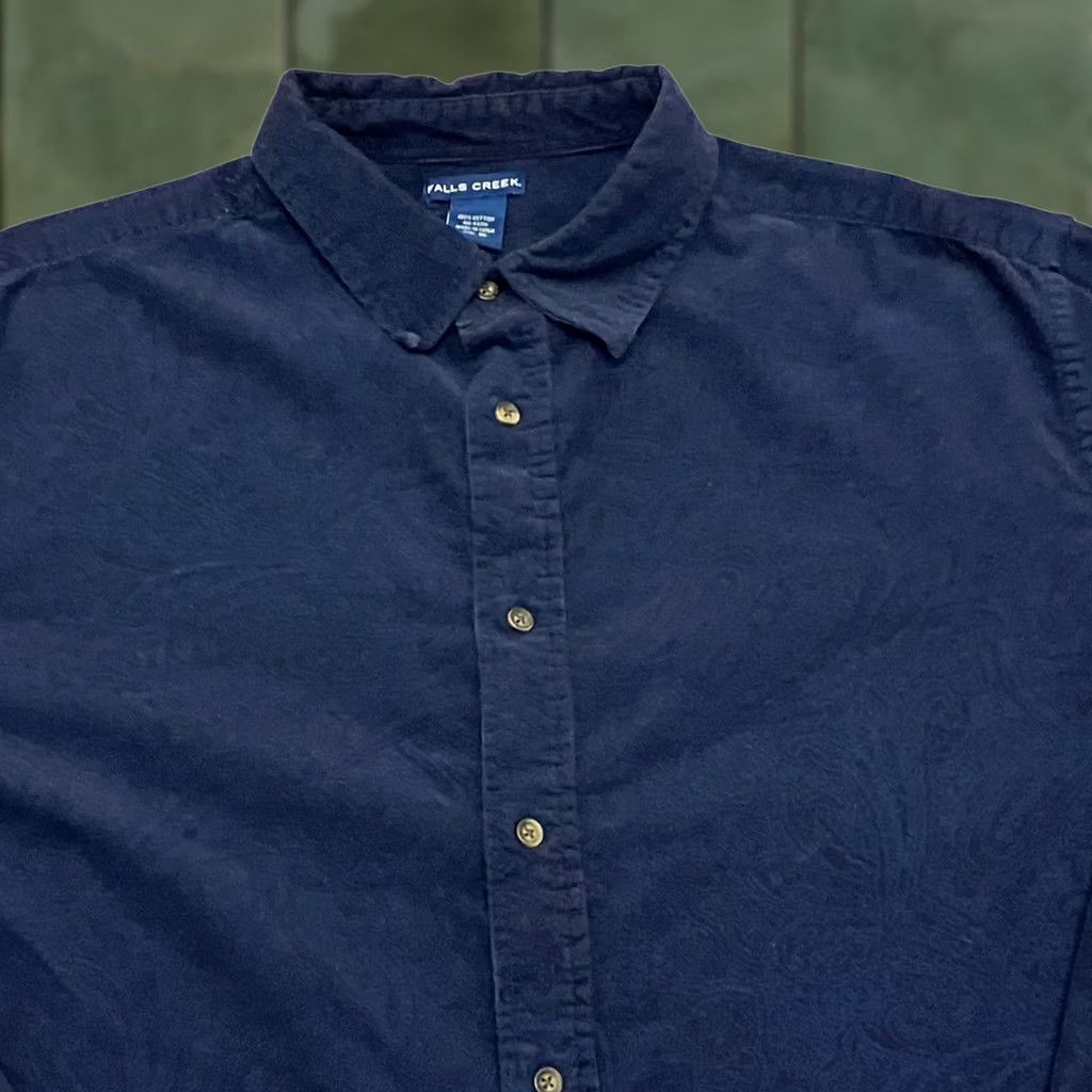 Vintage Falls Creek Corduroy Shirt Mens XL Navy Blue Long Sleeve Button Down Size US XL / EU 56 / 4 - 1 Thumbnail