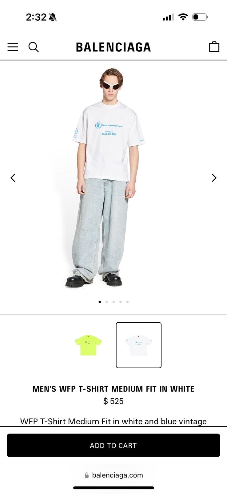 Balenciaga BALENCIAGA WFP T-SHIRT MEDIUM FIT IN WHITE Size US M / EU 48-50 / 2 - 9 Thumbnail