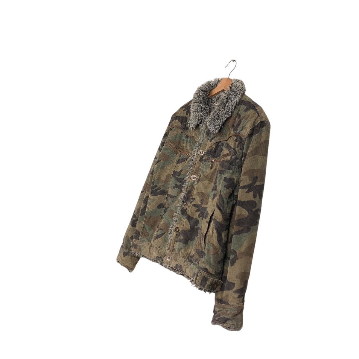 Japanese Brand 📌Vintage Biker Jacket Camouflage Mink Fur Fleece Blanket Size US L / EU 52-54 / 3 - 3 Thumbnail