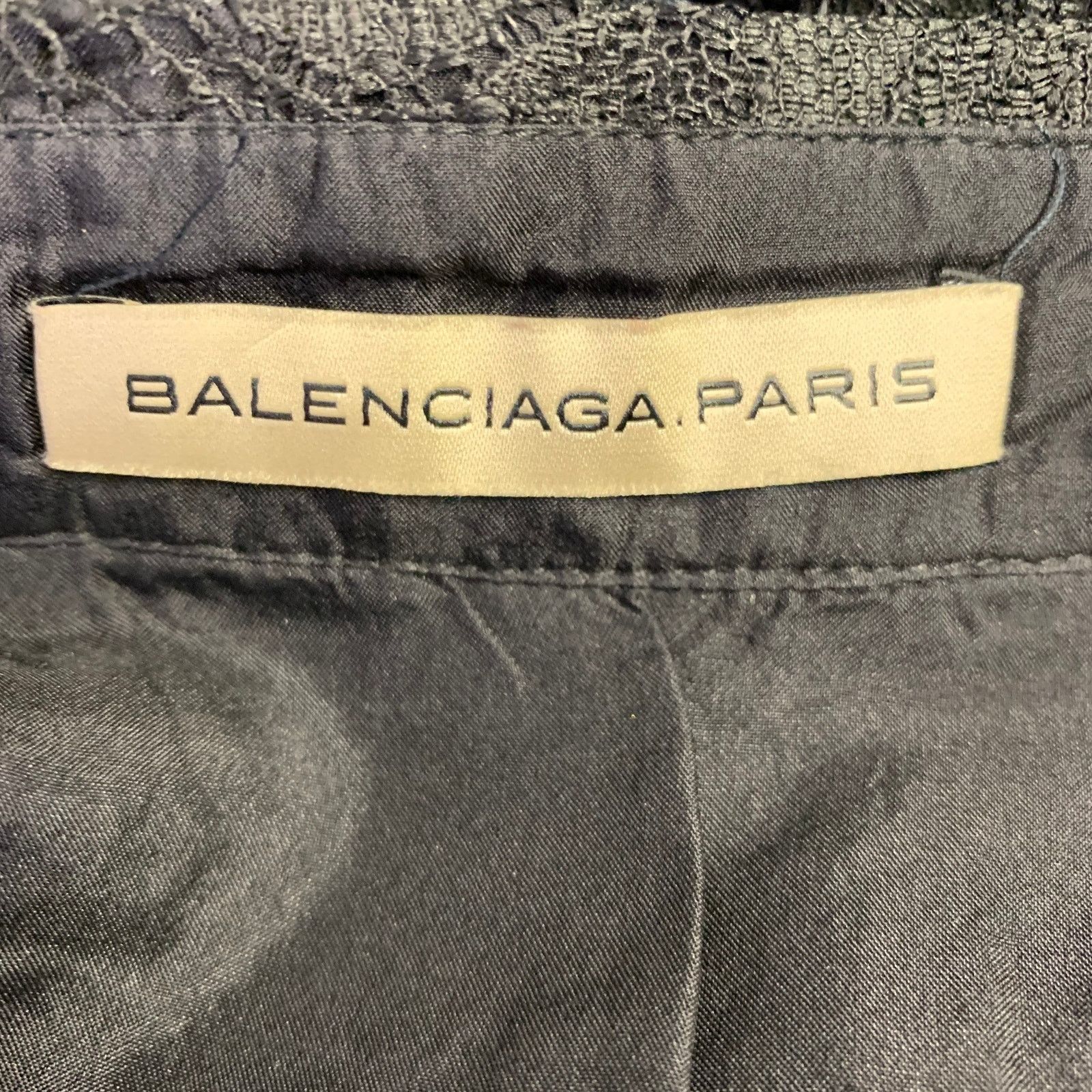 Balenciaga Size S Black Blue Polyester Blend Lace Sleeveless Shirt Size S / US 4 / IT 40 - 5 Thumbnail