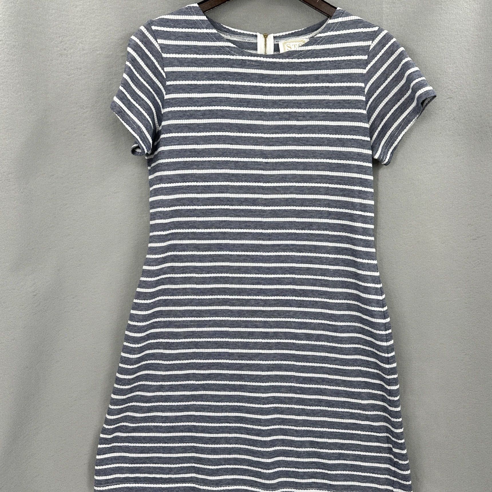 Nautica Sail to Sable Dress Womens L Striped Nautical Knit Cotton A-Line Mini Sleeveless Zipper Navy Blue Nike? Size L / US 10 / IT 46 - 3 Thumbnail