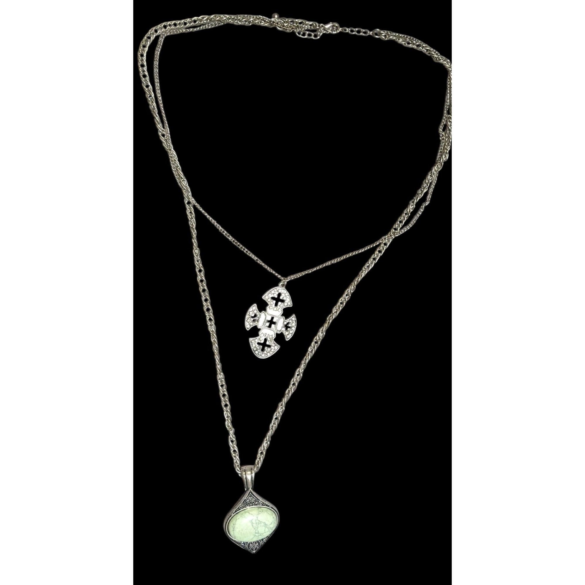 Other Whimsygoth Multilayer Double Pendant Cross And Cabochon Neck Size ONE SIZE - 2 Thumbnail