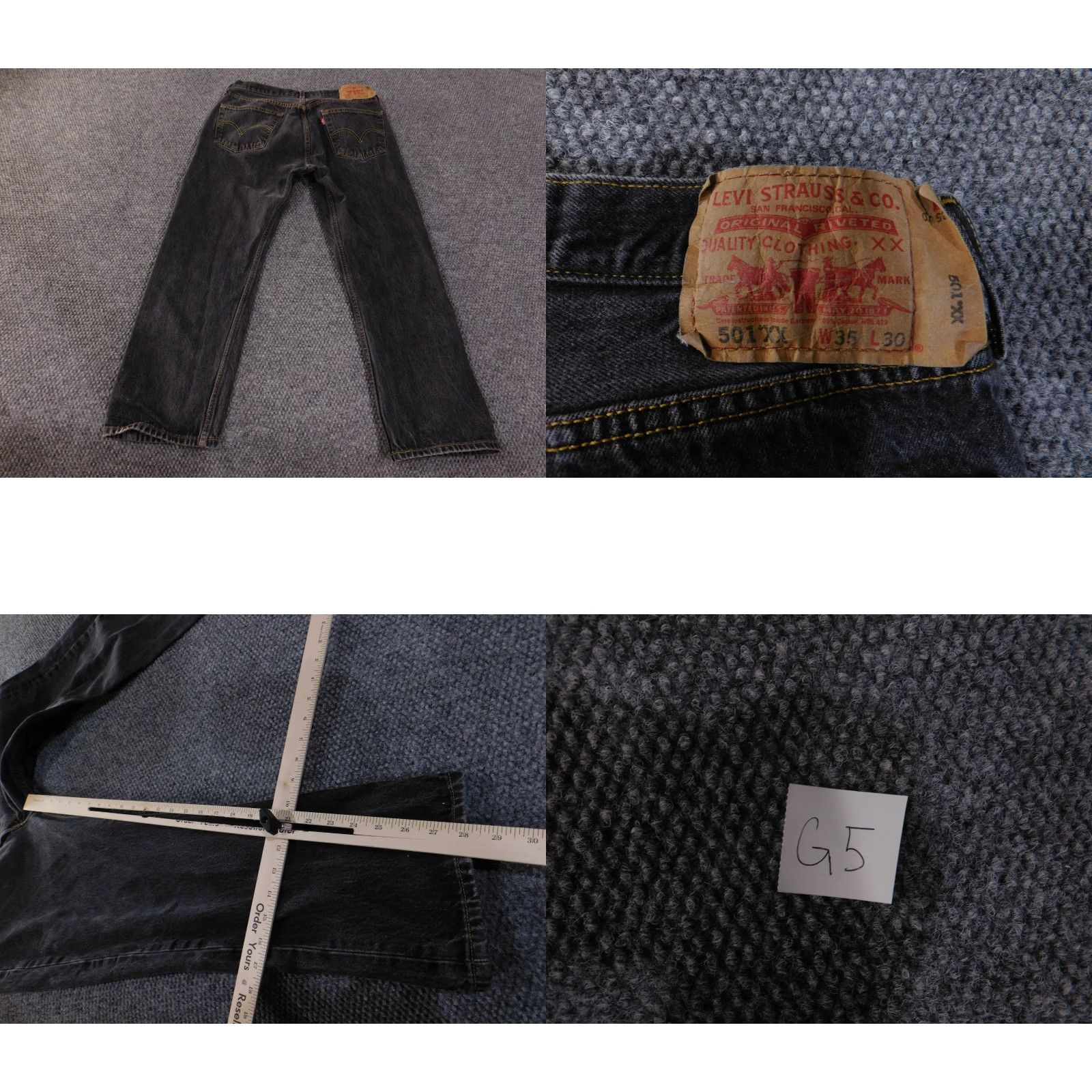 Levi's VINTAGE Levis 501XX Jeans Mens 35x30 black straight classic Size US 38 / EU 54 - 8 Thumbnail
