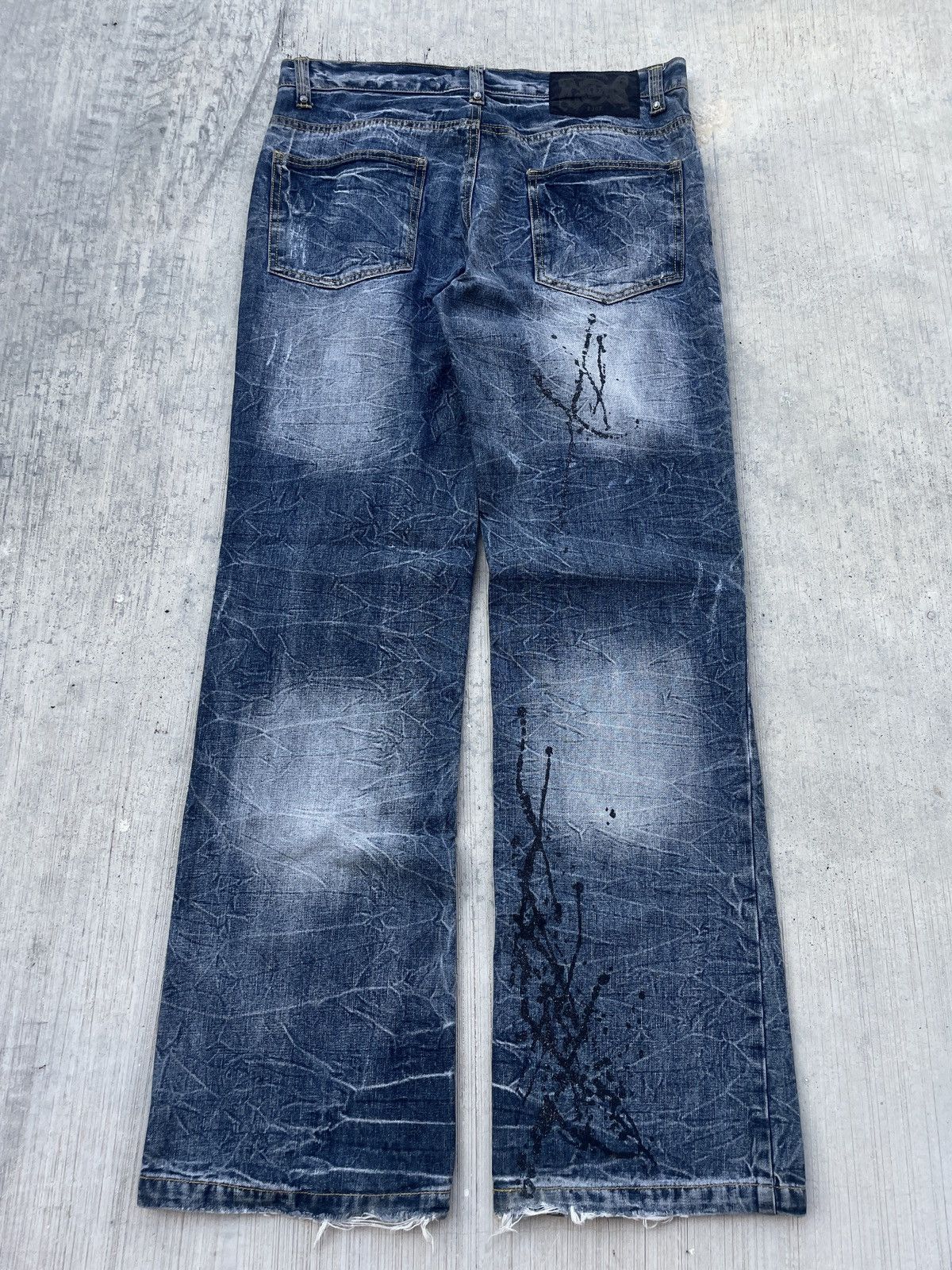 LOWBOX 💥RARE💥2000s JAPANESE BRAND LOWBOX DISTRESSED SPLATTER FLARE Size US 34 / EU 50 - 2 Thumbnail