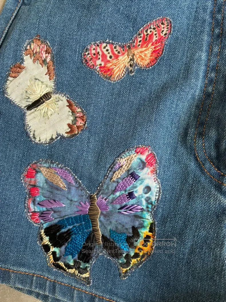 Valentino Valentino Butterfly embroidered denim shorts Size 40" / US 18 - 7 Thumbnail