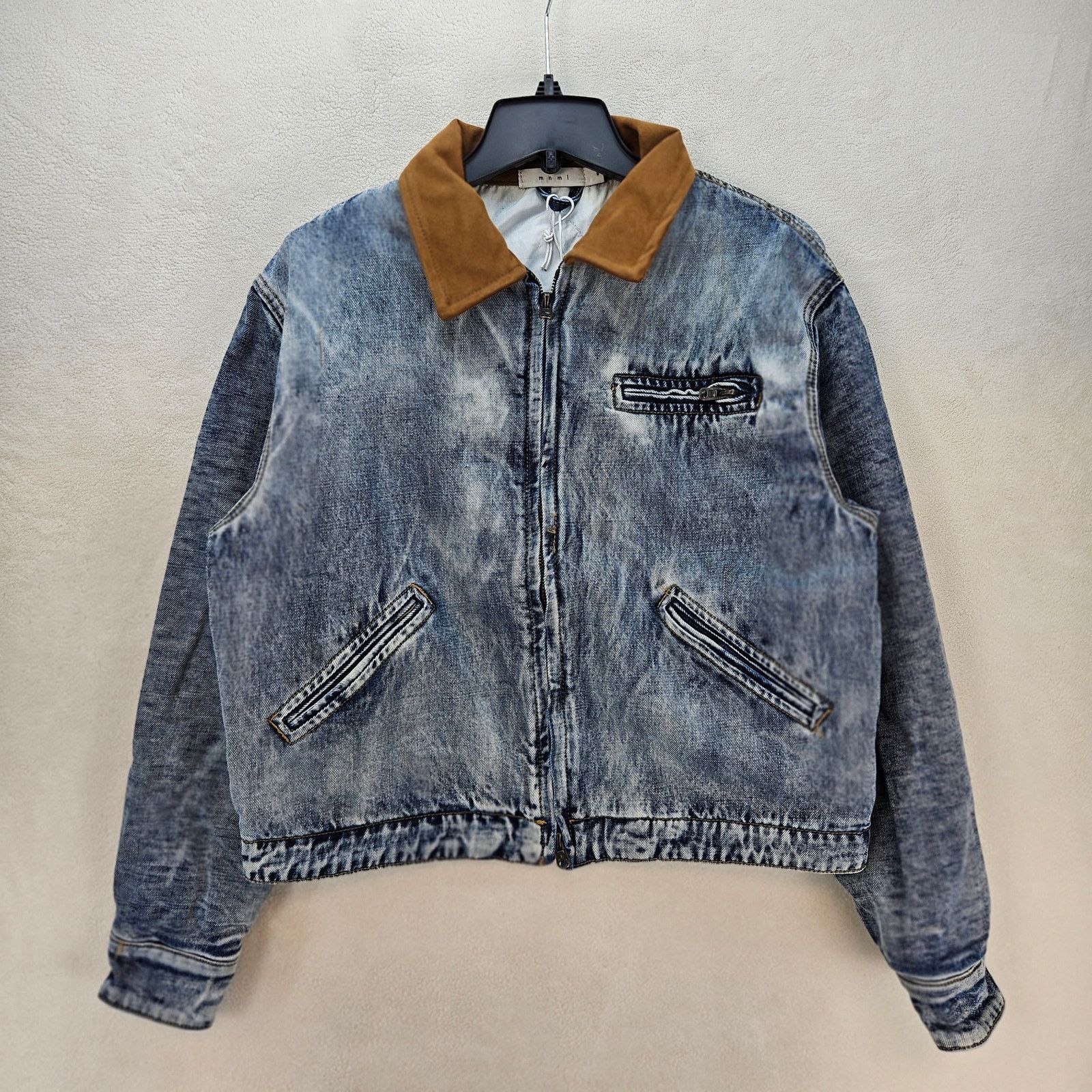 MNML MNML UNISEX SMALL COLLARD WORK DENIM JACKET NWT DISTRESSED Size US S / EU 44-46 / 1 - 1 Thumbnail