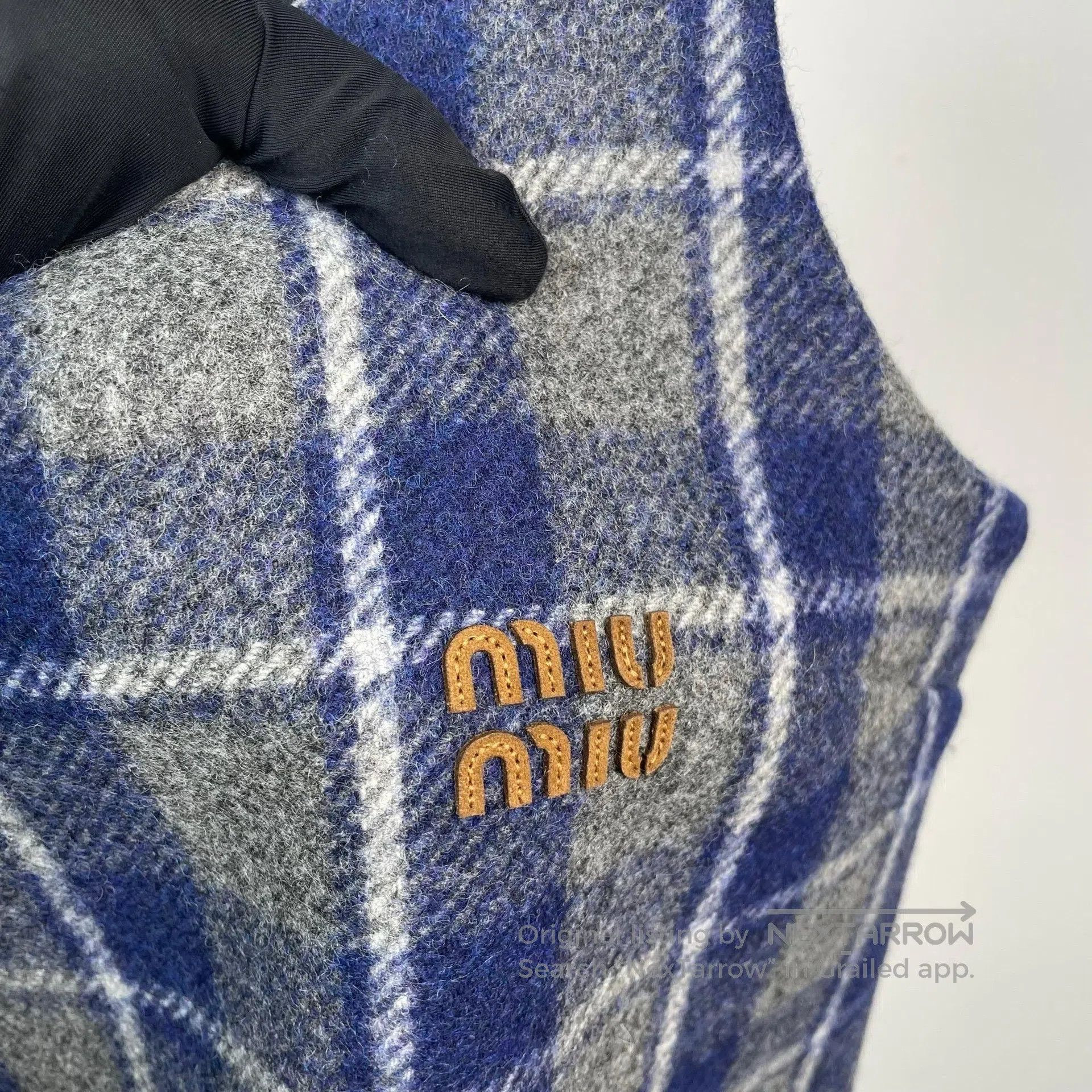 Miu Miu Miu Miu Autumn and winter blue-gray checkered mini wool dr Size S / US 4 / IT 40 - 3 Thumbnail