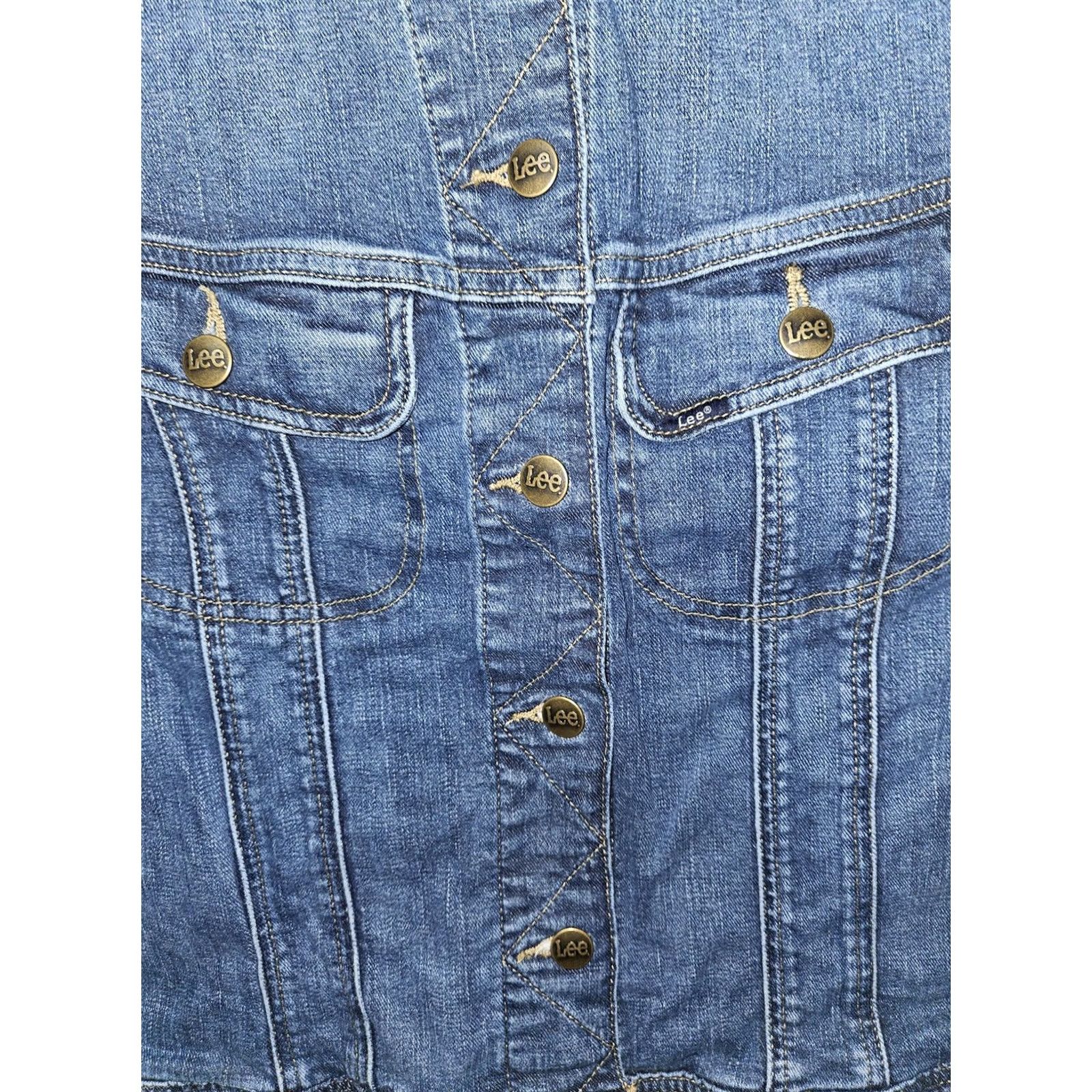 Lee Lee Jacket Womens XL Blue Denim Stretch Button Up Pockets Casual Classic Short Sleeve Long Sleeve 80s 90s Western Womens Size 40" / US 18 - 6 Thumbnail