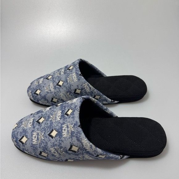 MCM MCM Vintage Monogram Print Slippers Blue S/M Size US 7 / EU 40 - 3 Thumbnail