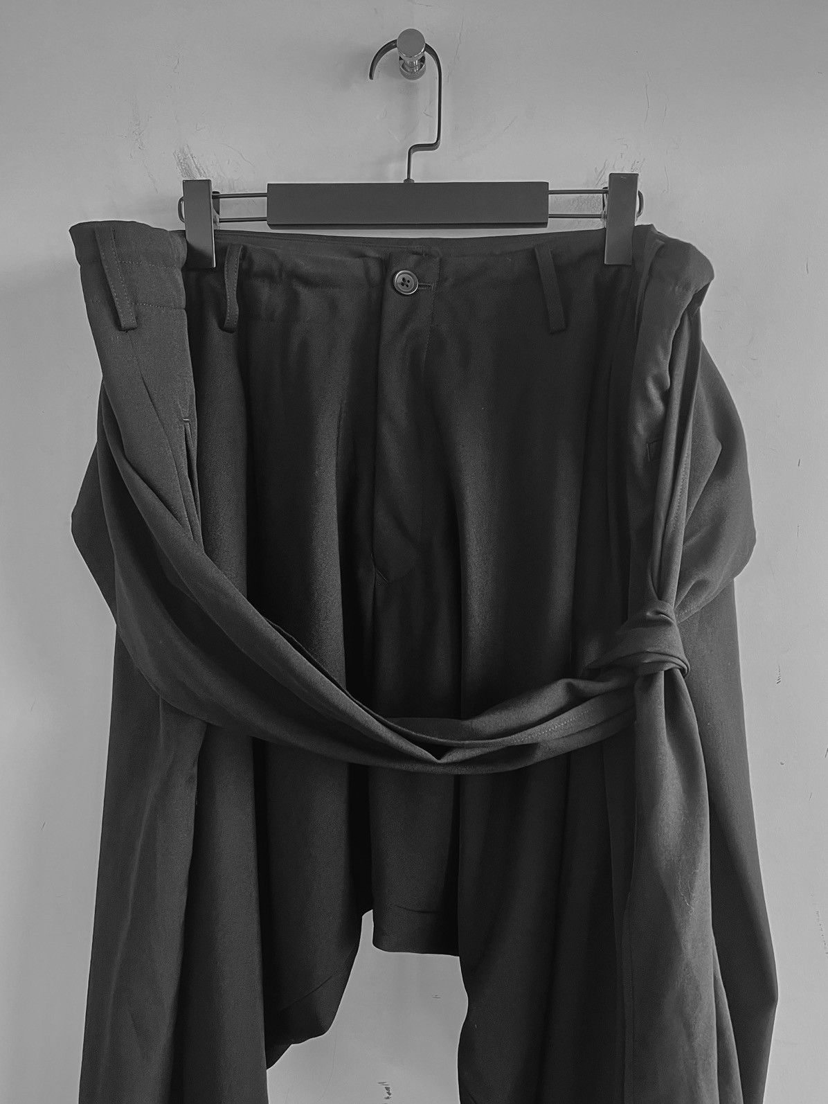 Yohji Yamamoto Yohji Yamamoto Pour Homme - W/Gabardine Tie Drape Pants Size US 30 / EU 46 - 5 Thumbnail