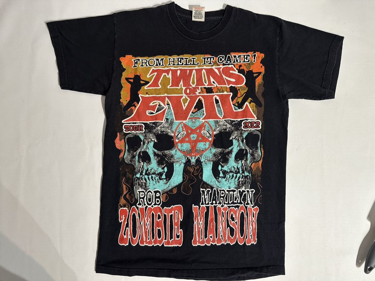 Marilyn Manson × Vintage 2012 MARILYN MANSON ROB ZOMBIE TWINS OF EVIL TSHIRT S Size US S / EU 44-46 / 1 - 1 Thumbnail