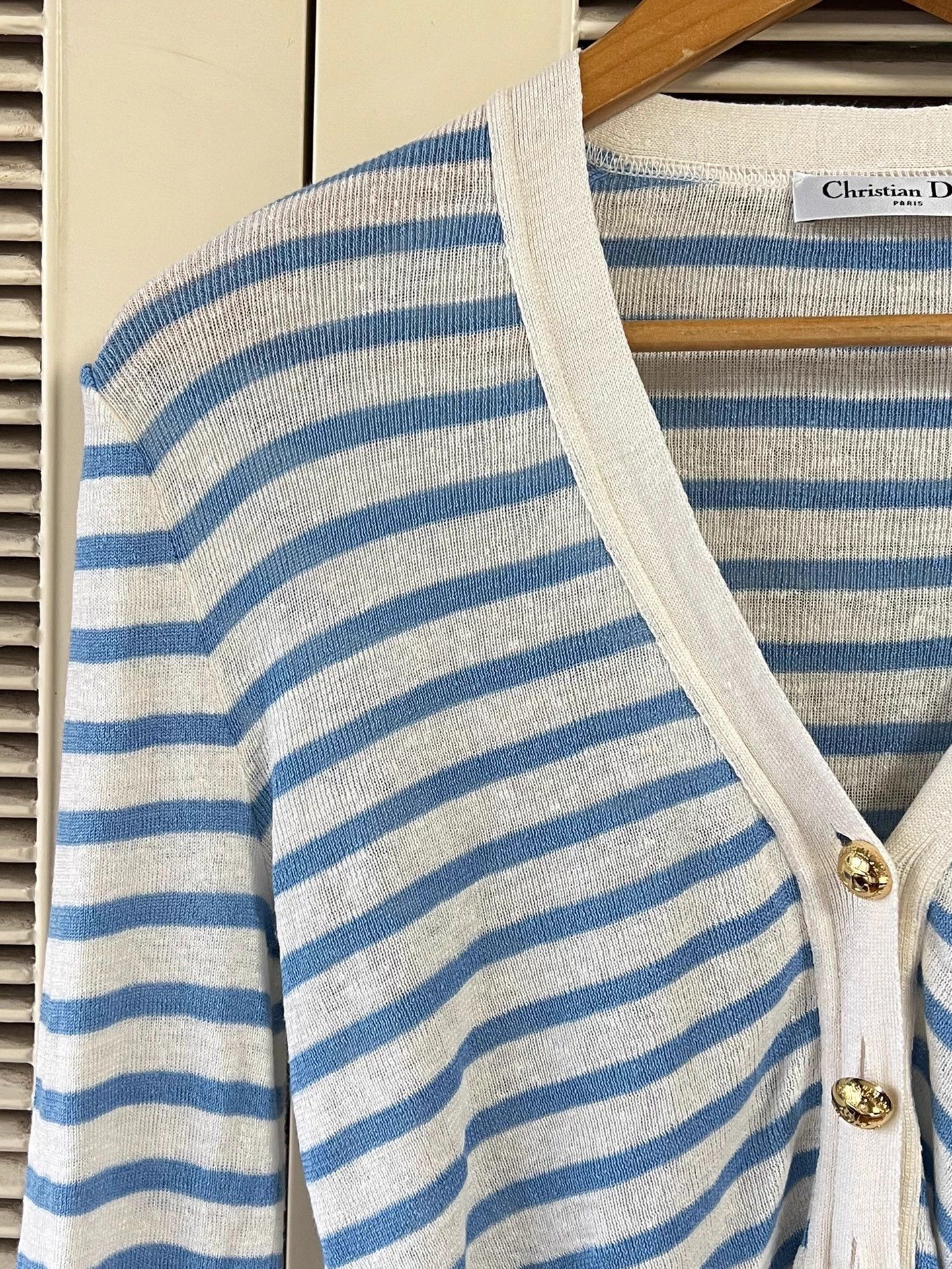 Dior Dior Blue & White Stripe Knit Cardigan 36 Like New Size S / US 4 / IT 40 - 4 Thumbnail