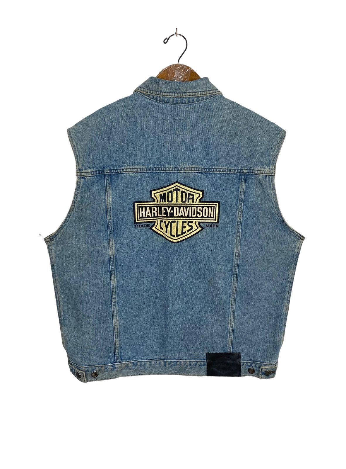 Vintage Harley Davidson Denim Trucker Vest Big Logo Canada