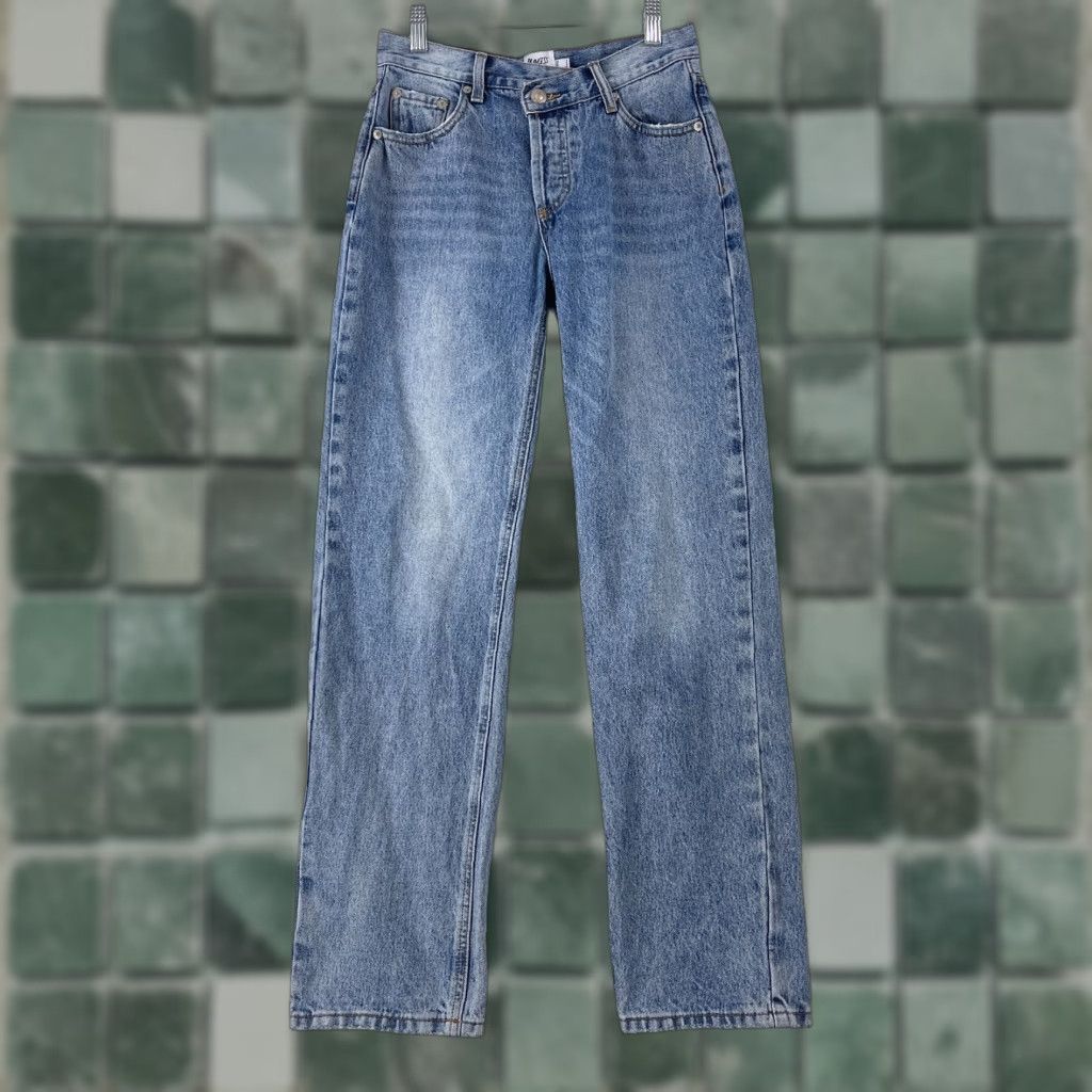 PRINCESS POLLY Princess Polly Jeans Womens Size 2 Blue Denim Wide Leg Mid Rise Casual Loose Jeans Boots Size 26" / US 2 / IT 38 - 1 Thumbnail