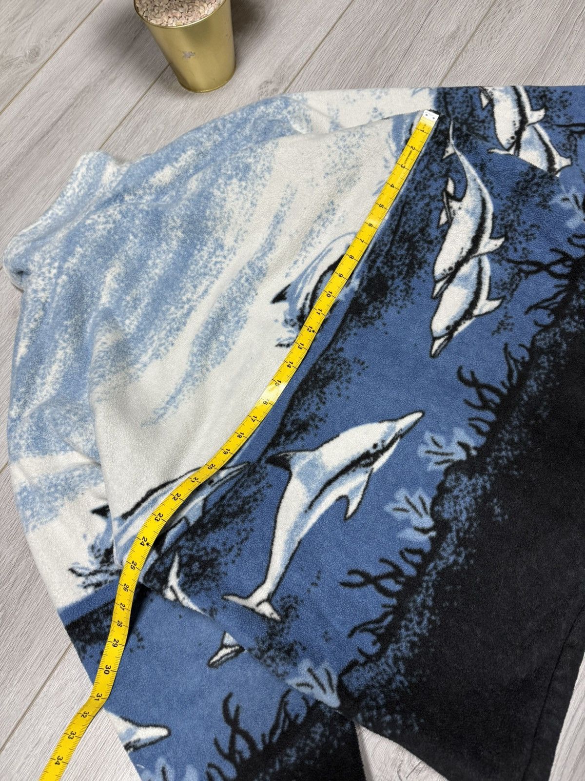 Vintage Dolphins 🐬 made in UK waves sea vintage fleece all over zip Size US XL / EU 56 / 4 - 8 Thumbnail