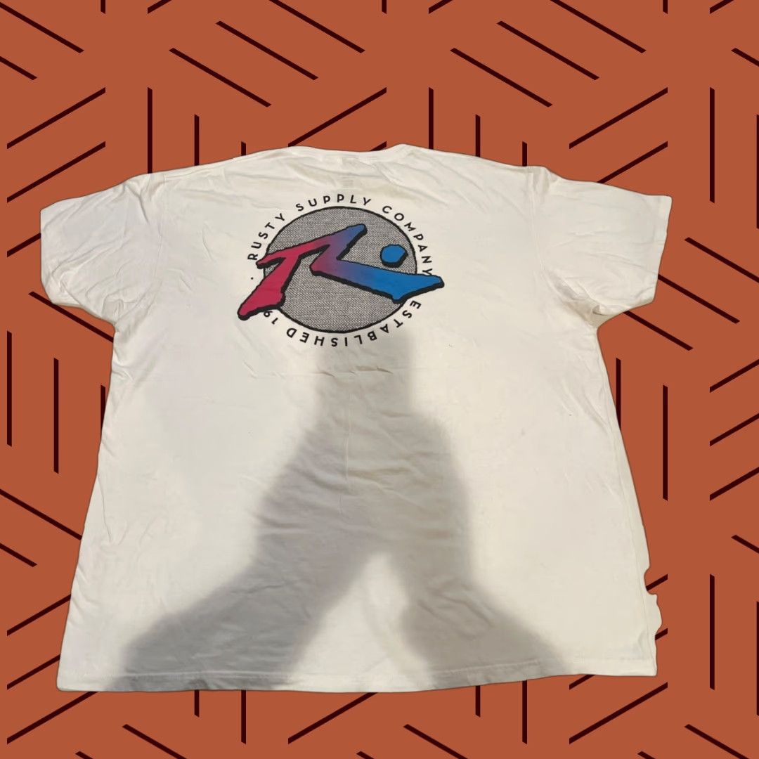 Rusty VINTAGE Rusty Shirt Surfer 2XL White Crew Neck Graphic Print Logo 80s Surfer Mens Regular Beach USA New Size US XXL / EU 58 / 5 - 1 Thumbnail
