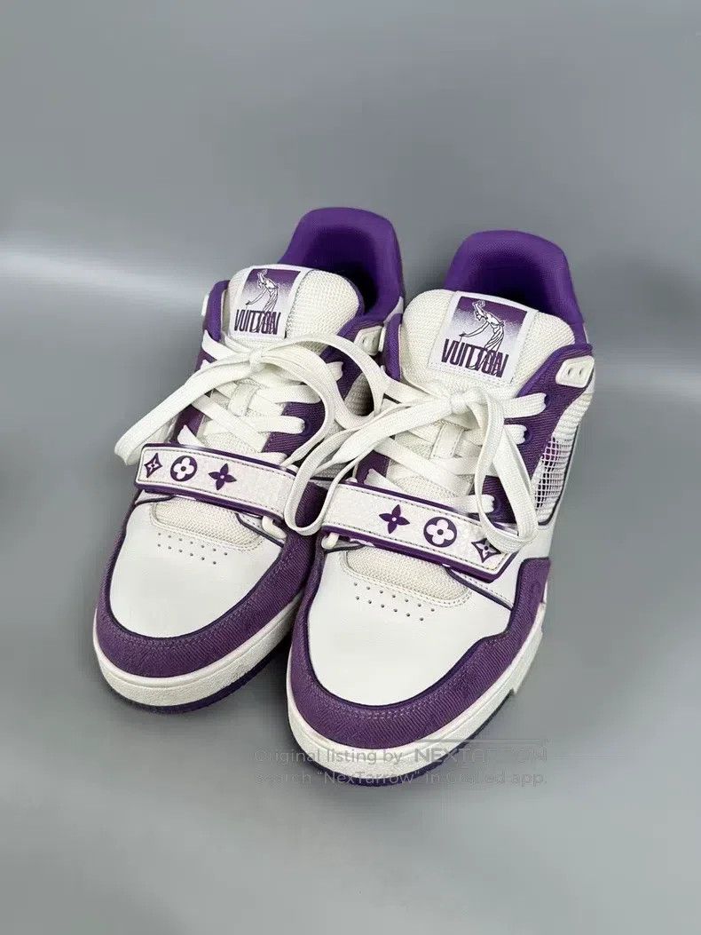 Louis Vuitton Louis Vuitton White and Purple Velcro Trainer Casual Shoes Size US 7 / EU 40 - 1 Thumbnail