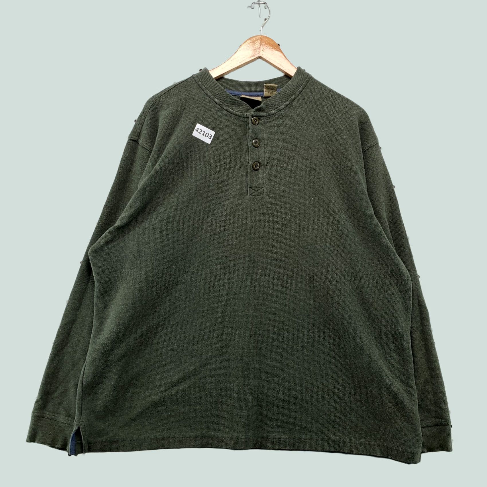 Vintage LL Bean Henley Long Sleeve Green Outdoor Warm Mens Size XL 25x26.5 Size US XL / EU 56 / 4 - 1 Thumbnail