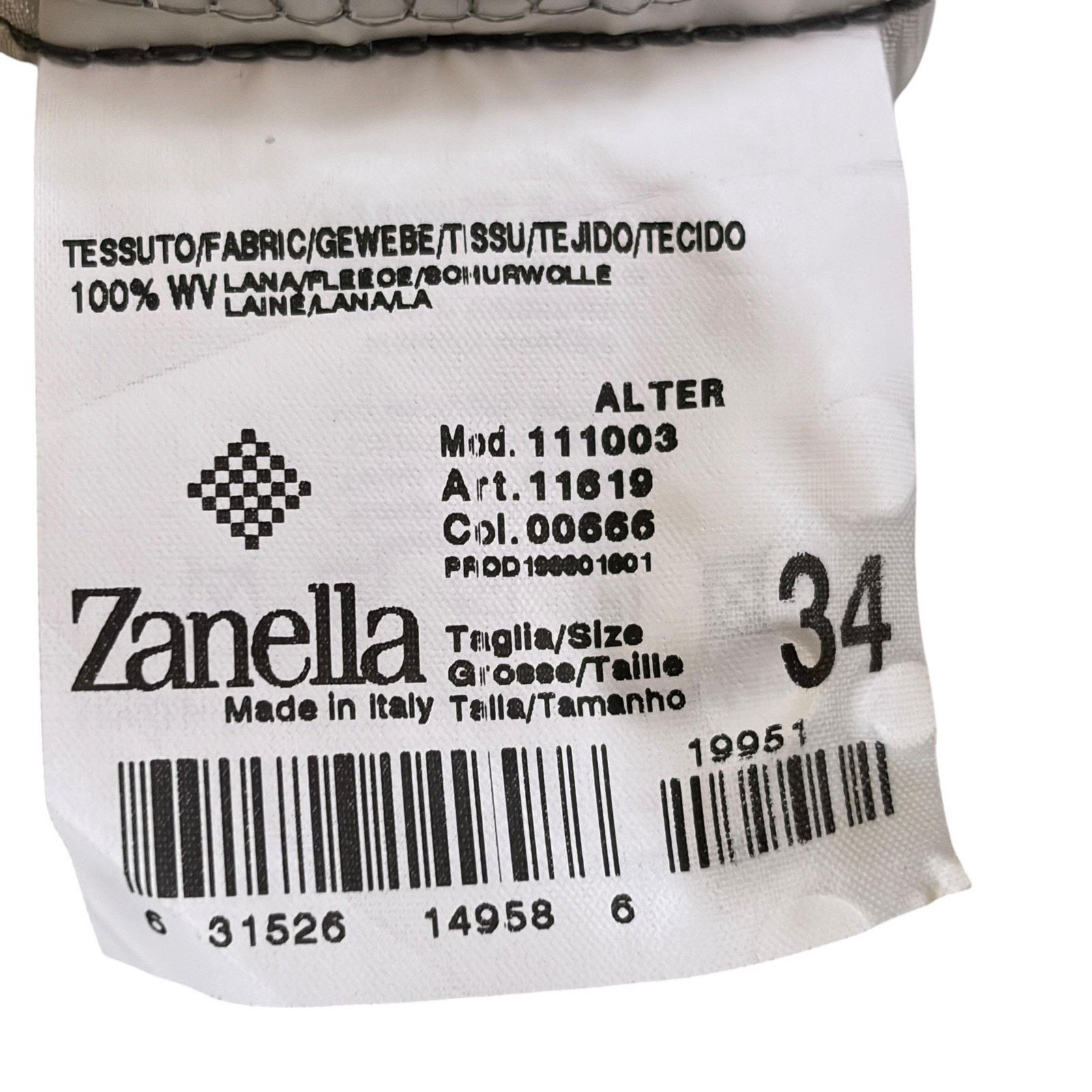 Zanella Zanella Pants Mens 34x30 Gray Wool Tweed Pleated Cuffed Size 34R - 2 Thumbnail