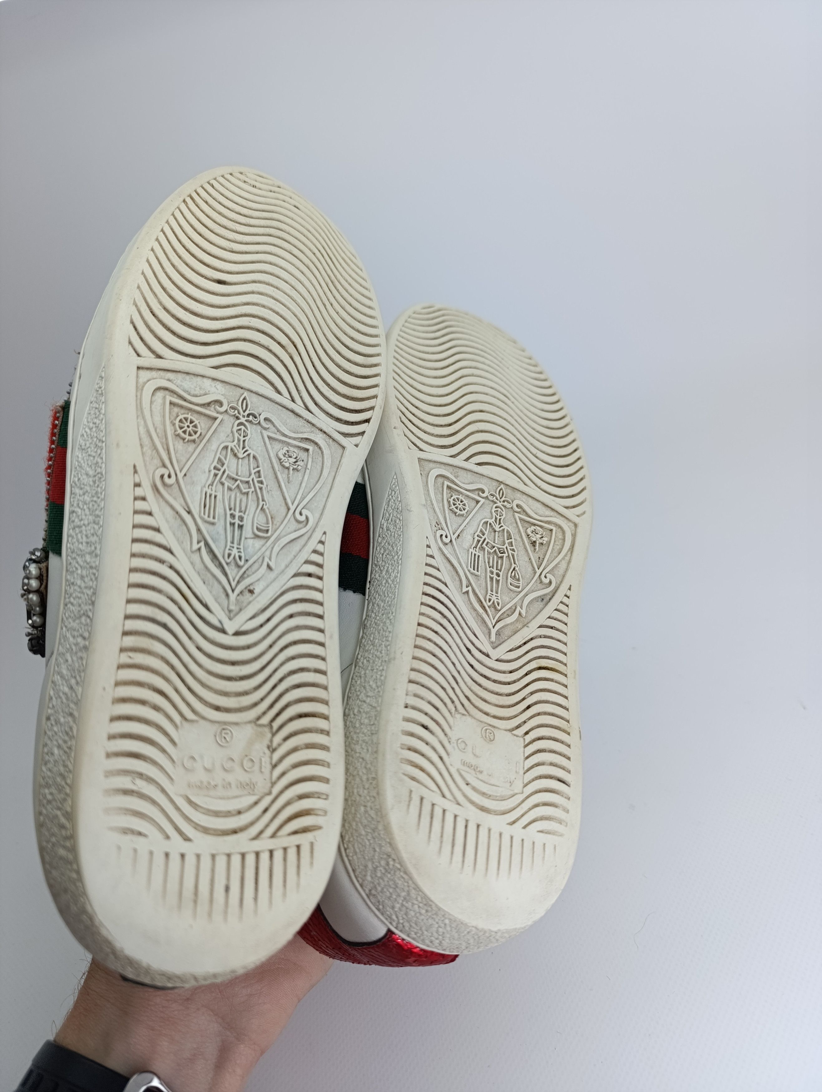 Gucci GUCCI ACE HEART DAGGER LEATHER SHOES EMBROIDERED SNEAKERS Size US 7 / IT 37 - 13 Thumbnail