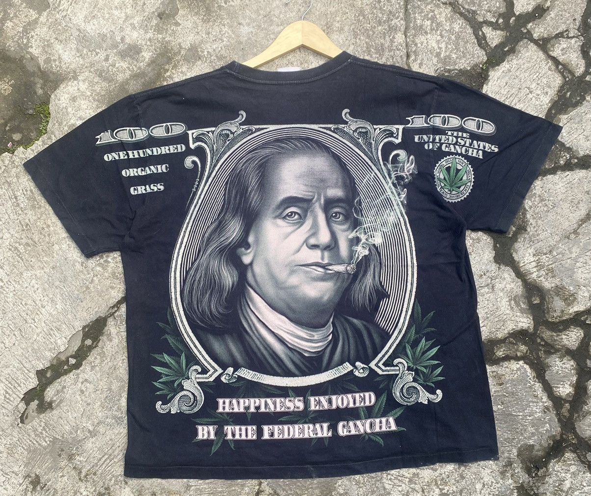 Rap Tees Vintage Benjamin Franklin Money AOP Weed Parody Size US XL / EU 56 / 4 - 1 Thumbnail