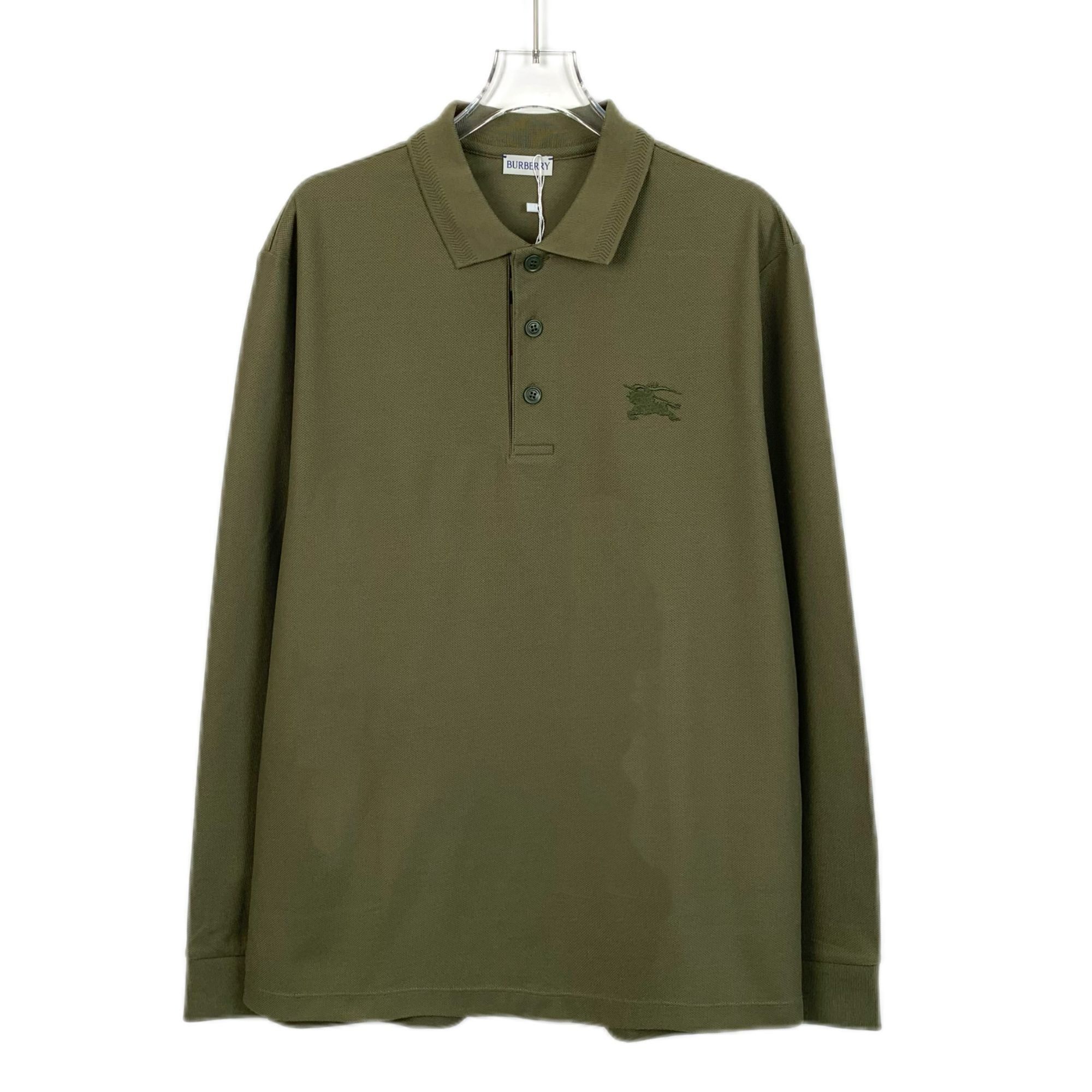 Burberry Burberry Olive Long-Sleeve Polo Shirt 100% Cotton Embroidere Size US XL / EU 56 / 4 - 1 Thumbnail