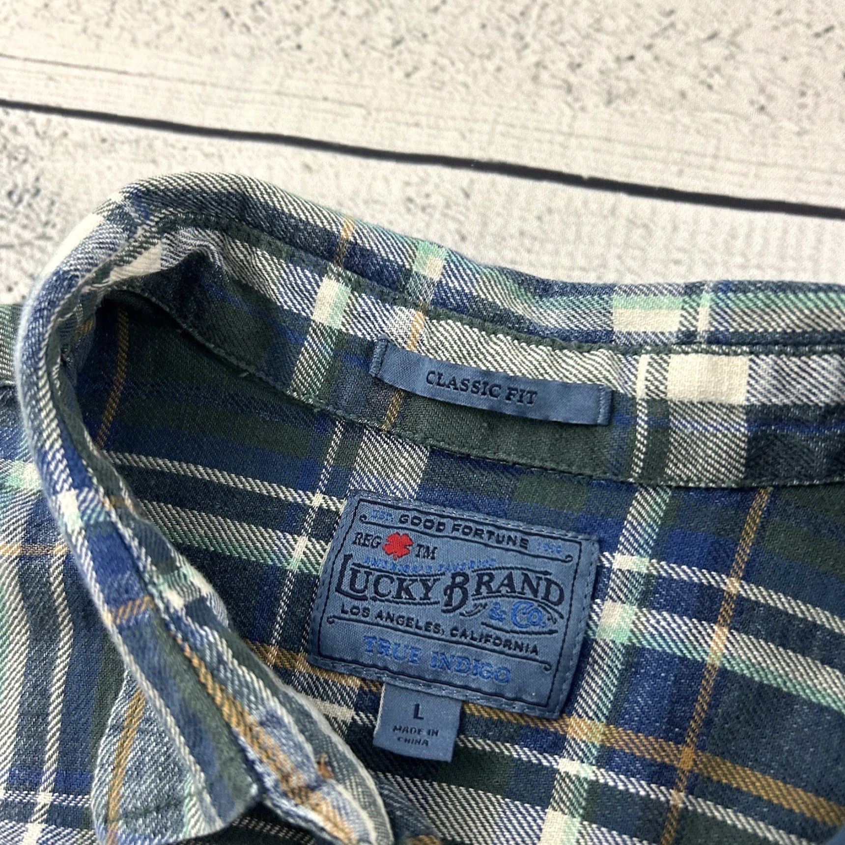 Lucky Brand Lucky Brand Classic Plaid Flannel Long Sleeve Button-Up Shirt Mens L Blue Size US L / EU 52-54 / 3 - 2 Thumbnail