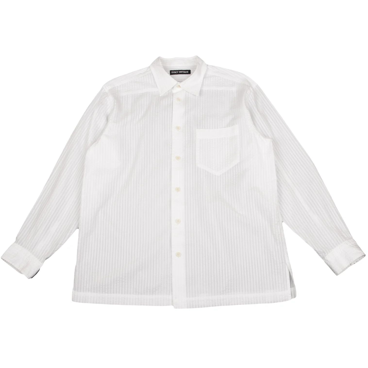 Issey Miyake Long Sleeve 3D Stripe Shirt in White Size US M / EU 48-50 / 2 - 1 Thumbnail